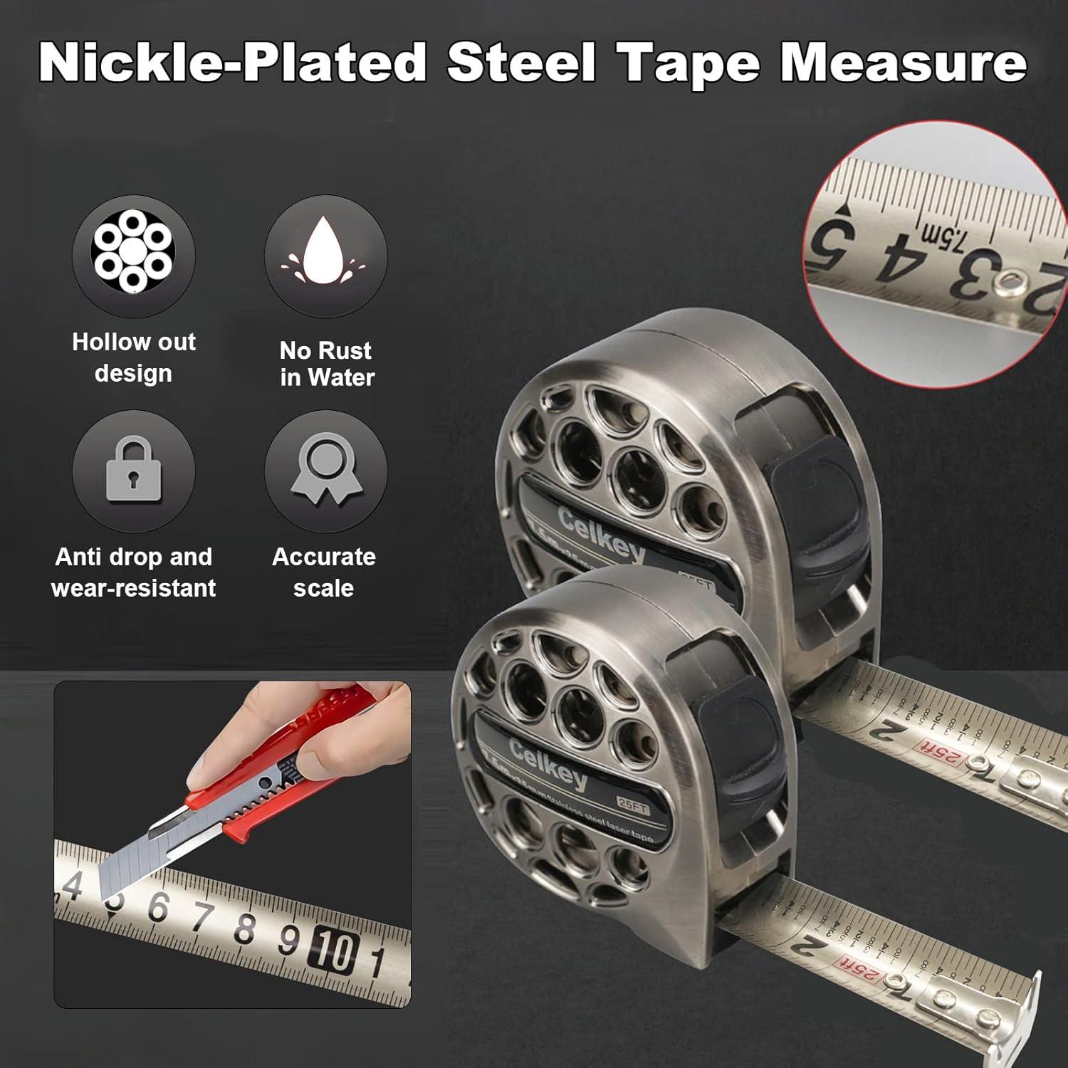 Cinta Métrica Retráctil Celkey 7.62m Acero Inoxidable