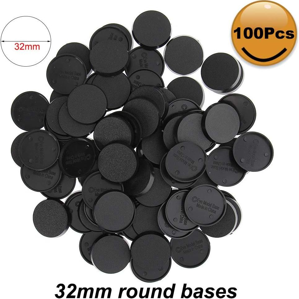 Evemodel MB432 100pcs Bases Redondas Plástico 32mm para Miniaturas