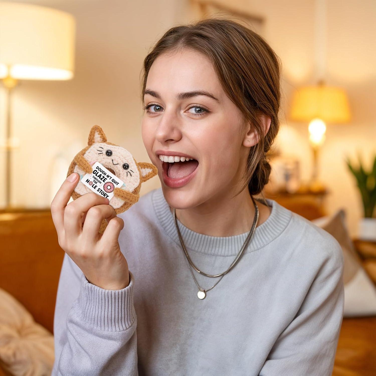 Muñeca de Ganchillo Emocional A_AIFAMY Gato Donut 9.9x5.8cm