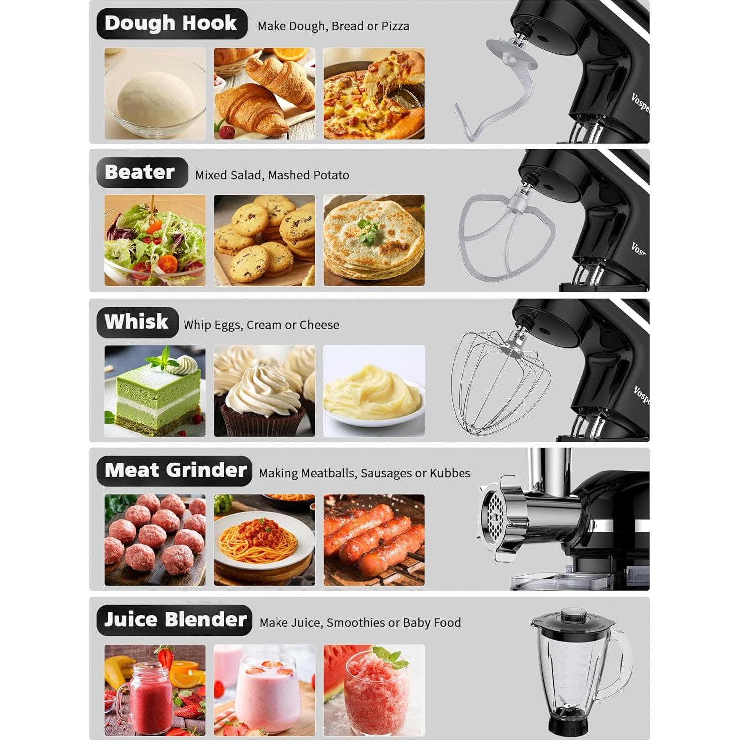 Mezclador de Pie Vospeed SM-1520BM 850W 8QT Acero Inoxidable