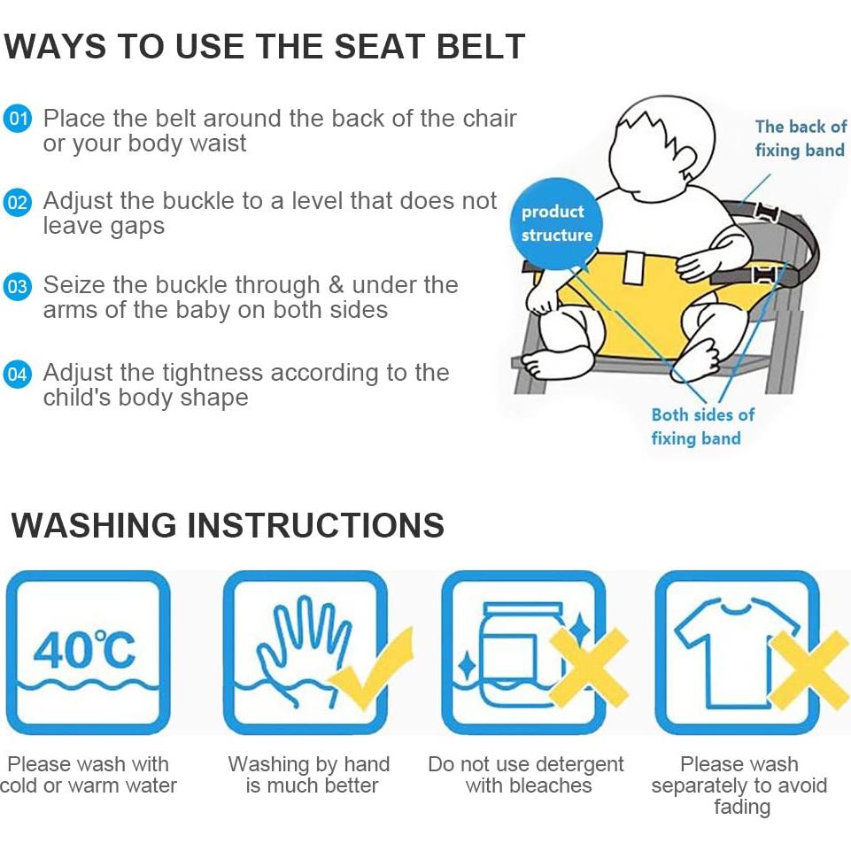 Arnés de Seguridad Lychee para Silla Alta Bebé Negro