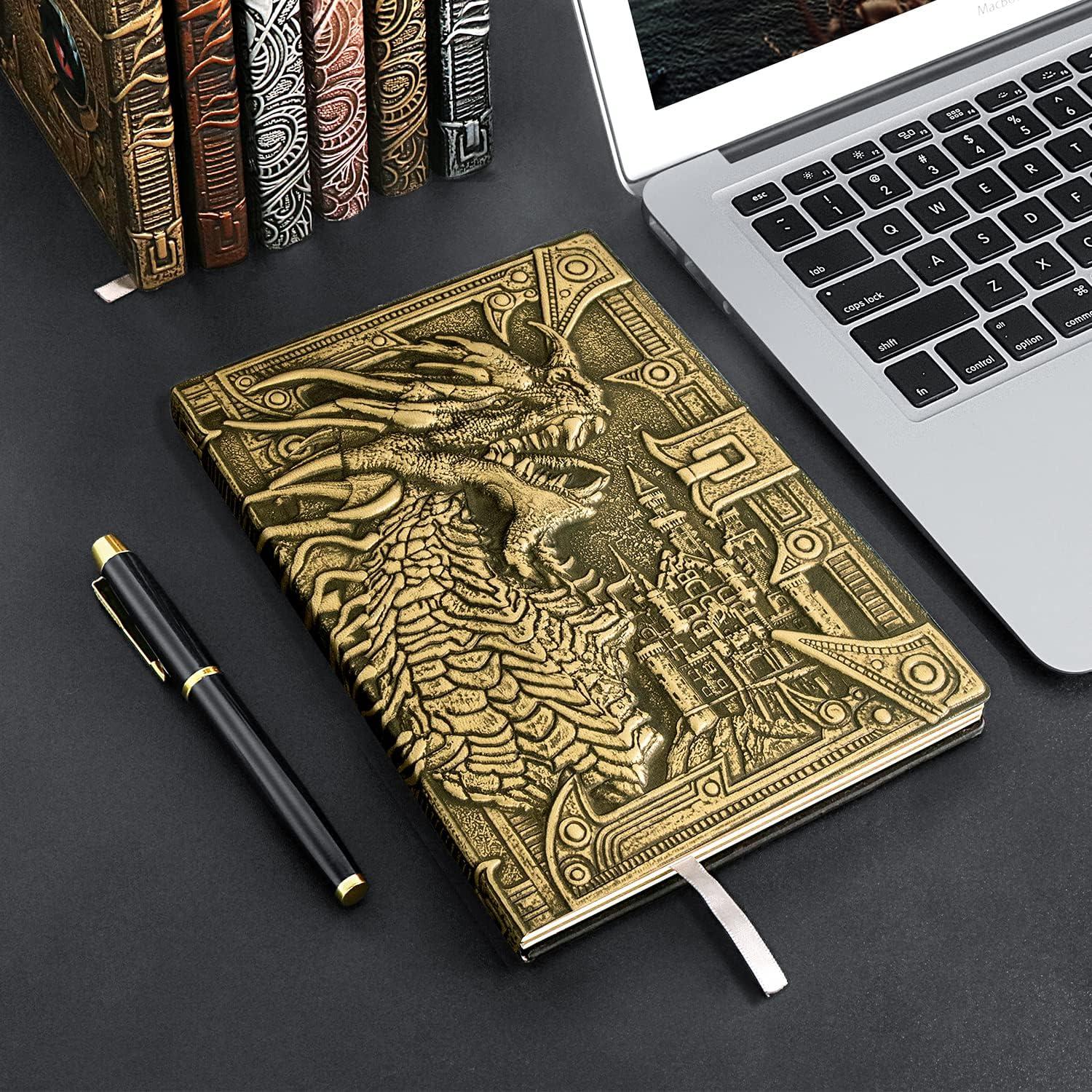 Cuaderno D&D Dragón de Cuero PU A5 con Bolígrafo Negro