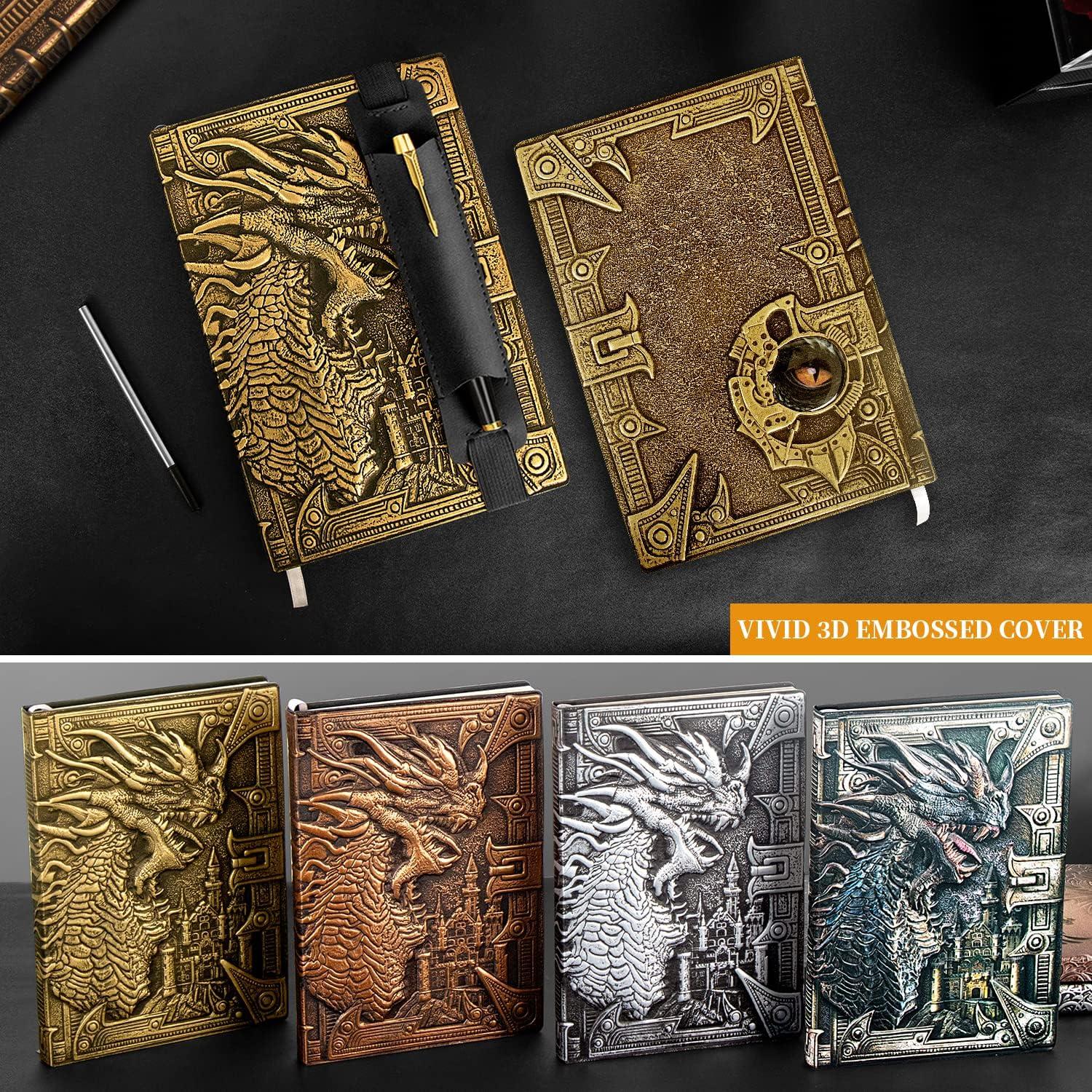 Cuaderno D&D Dragón de Cuero PU A5 con Bolígrafo Negro
