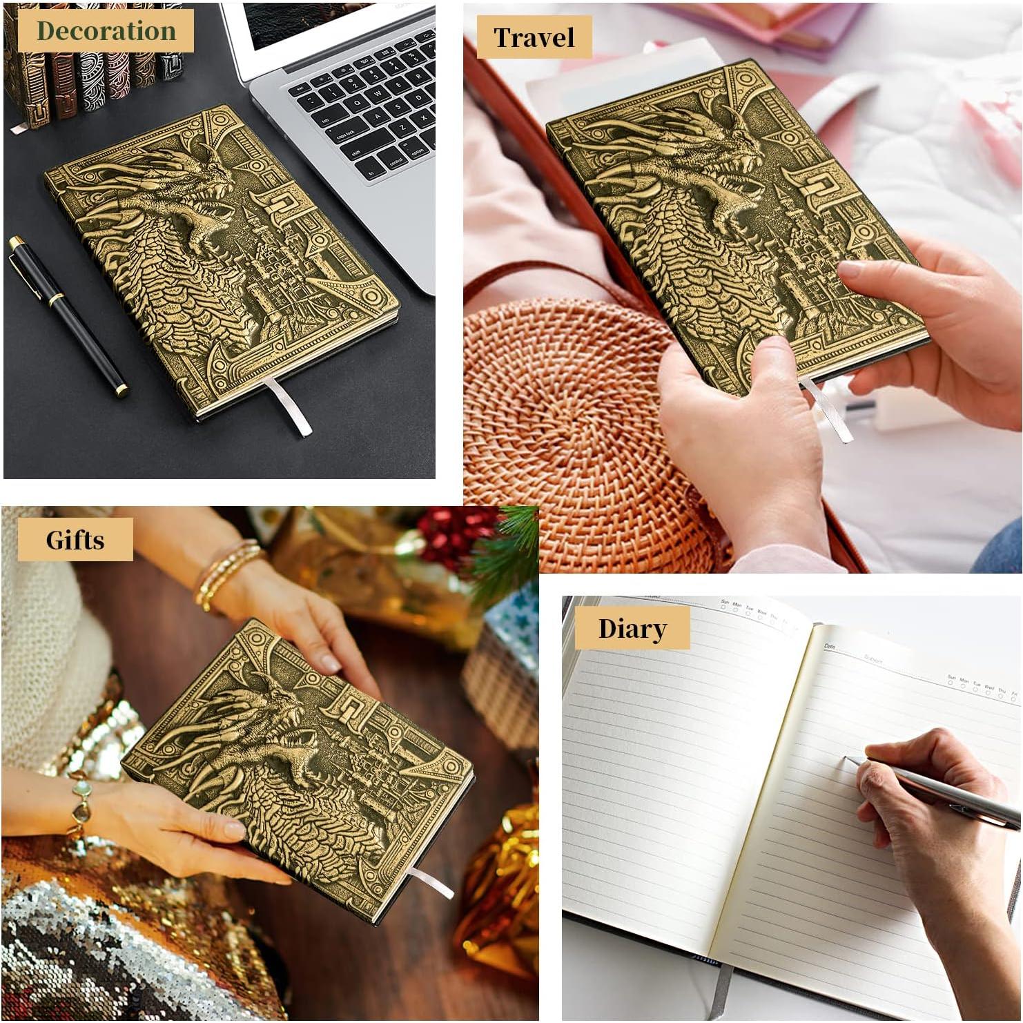 Cuaderno D&D Dragón de Cuero PU A5 con Bolígrafo Negro