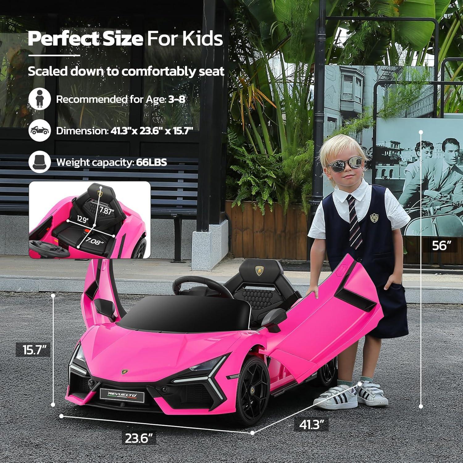 Coche Eléctrico para Niños ELEMARA Lamborghini Rosa 12V