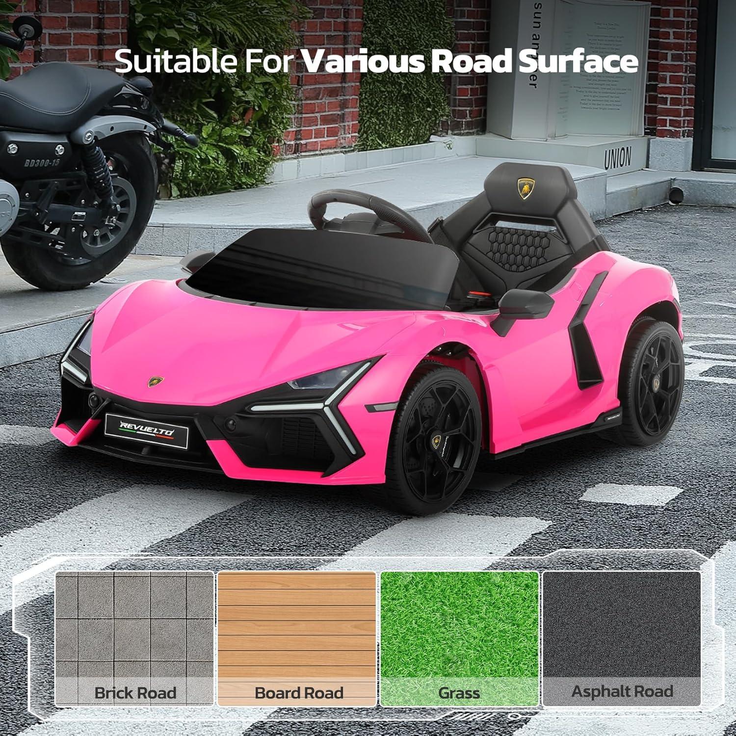 Coche Eléctrico para Niños ELEMARA Lamborghini Rosa 12V