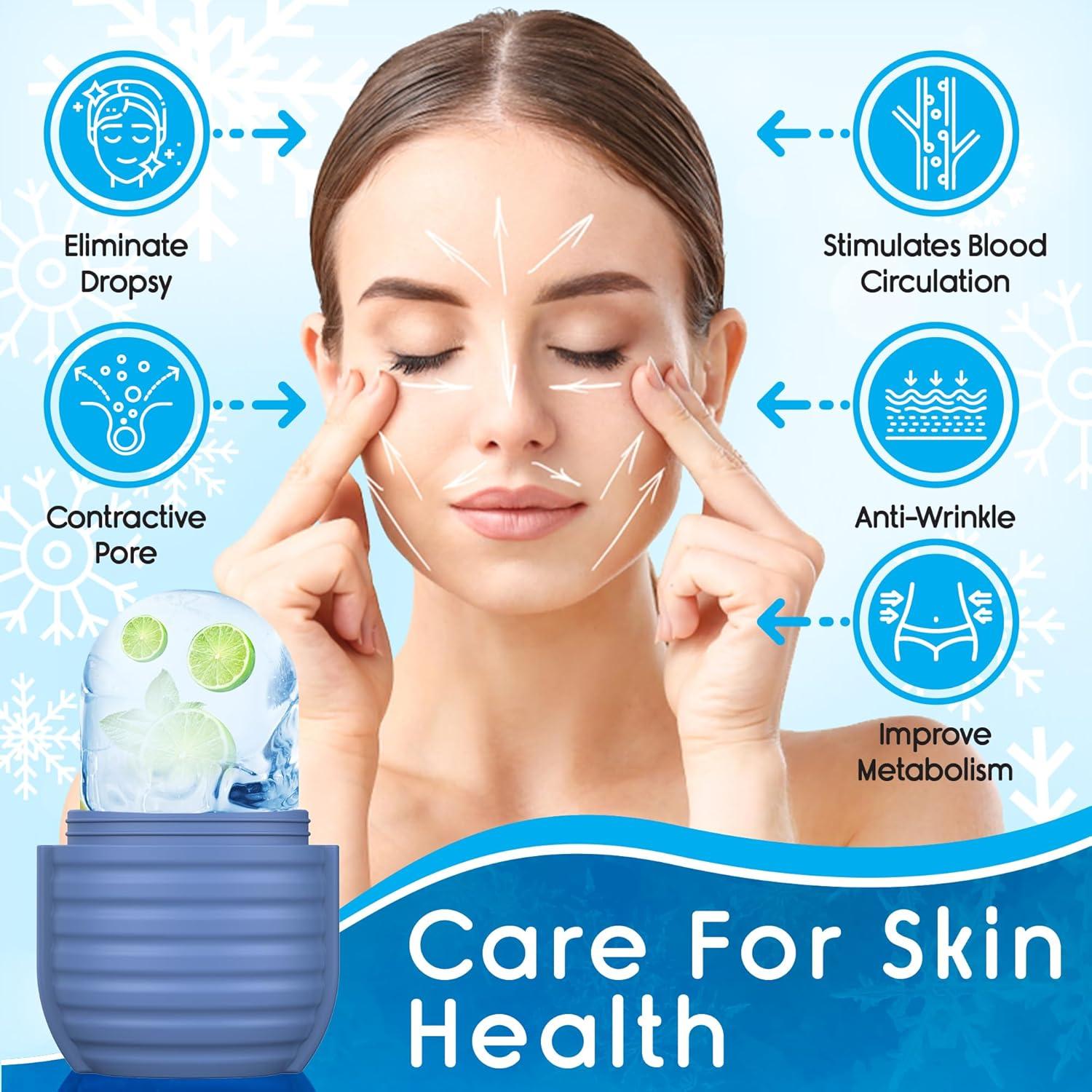 Rodillo de Hielo Facial 2Pcs Tuauoe - Silicona Reutilizable