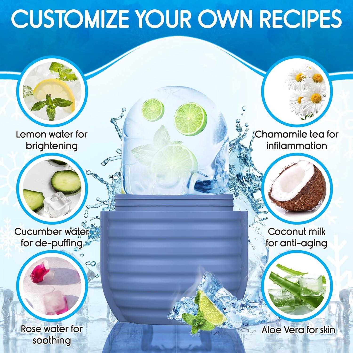 Rodillo de Hielo Facial 2Pcs Tuauoe - Silicona Reutilizable