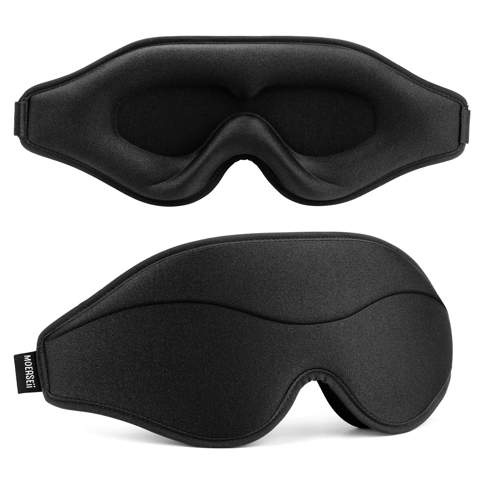 Máscara para dormir 3D MOEASEii negra, blackout total, ligera