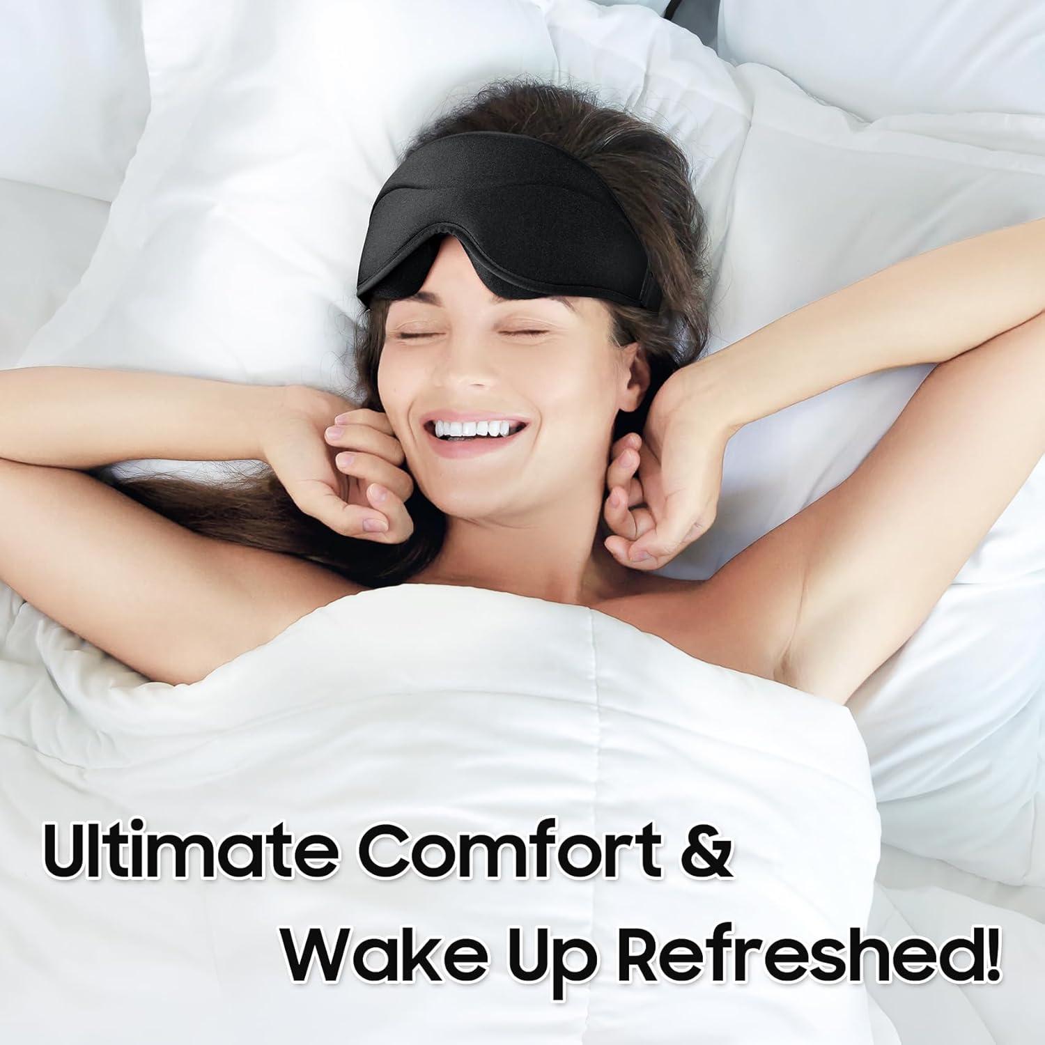 Máscara para dormir 3D MOEASEii negra, blackout total, ligera