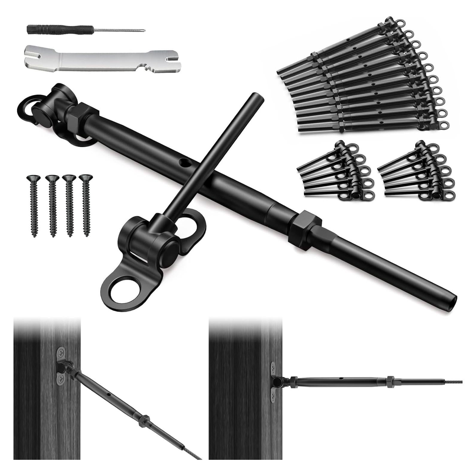 Kit de Barandilla de Cable BLIKA Negro 10 Pares 1/8" Acero Inoxidable