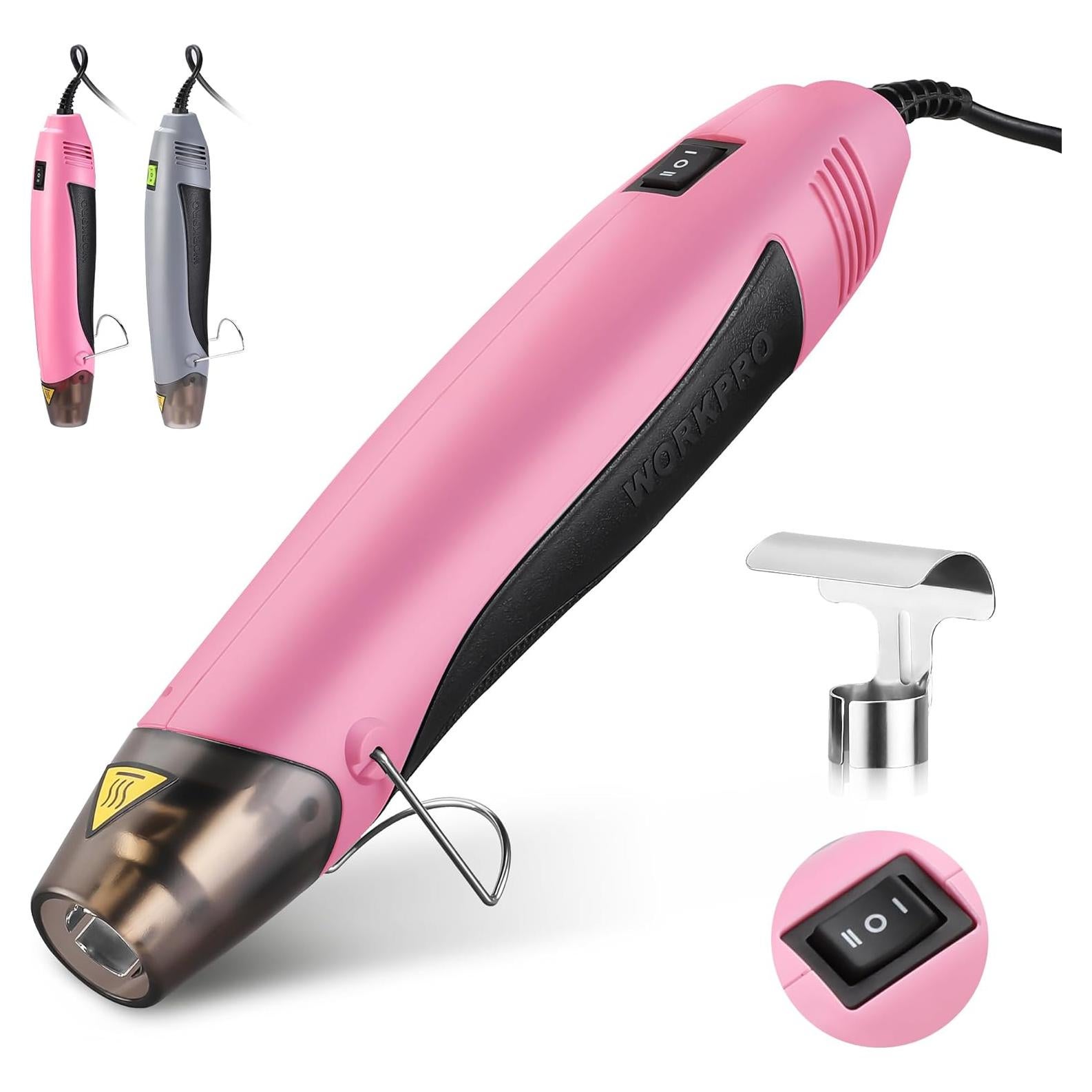 Pistola de Calor WORKPRO 400W Rosa con 2 Temperaturas