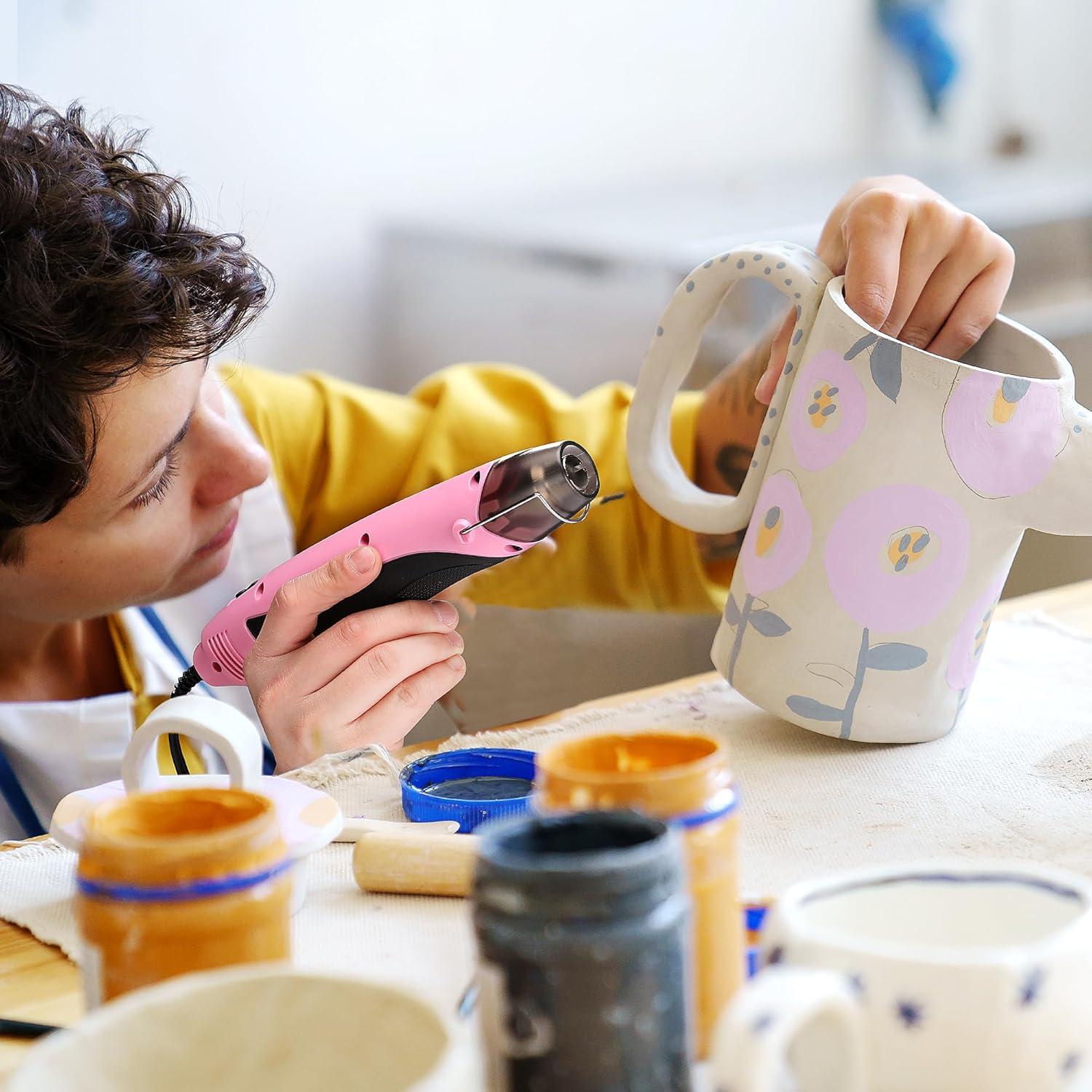 Pistola de Calor WORKPRO 400W Rosa con 2 Temperaturas