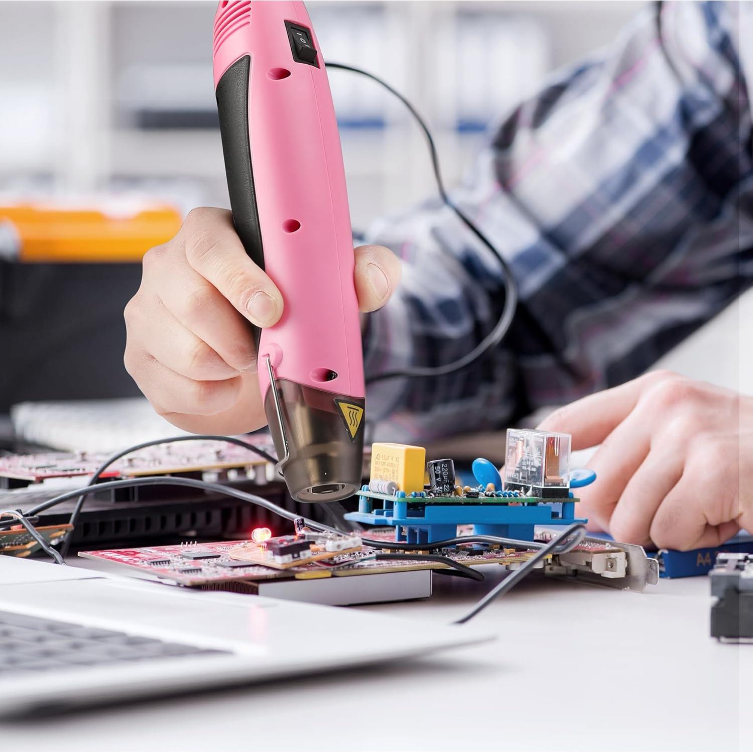 Pistola de Calor WORKPRO 400W Rosa con 2 Temperaturas