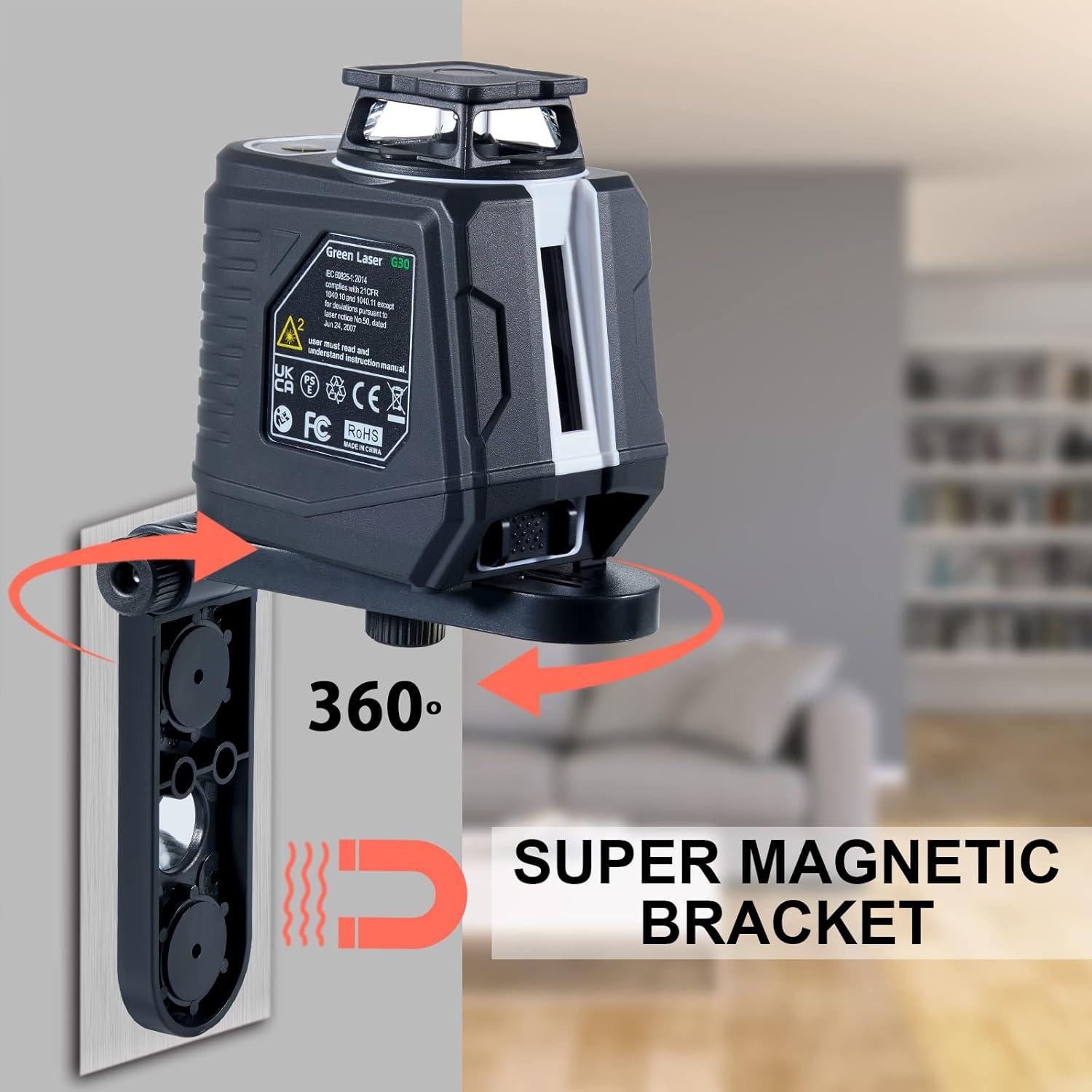 Nivel láser verde Firecore 360° autolevelante con soporte