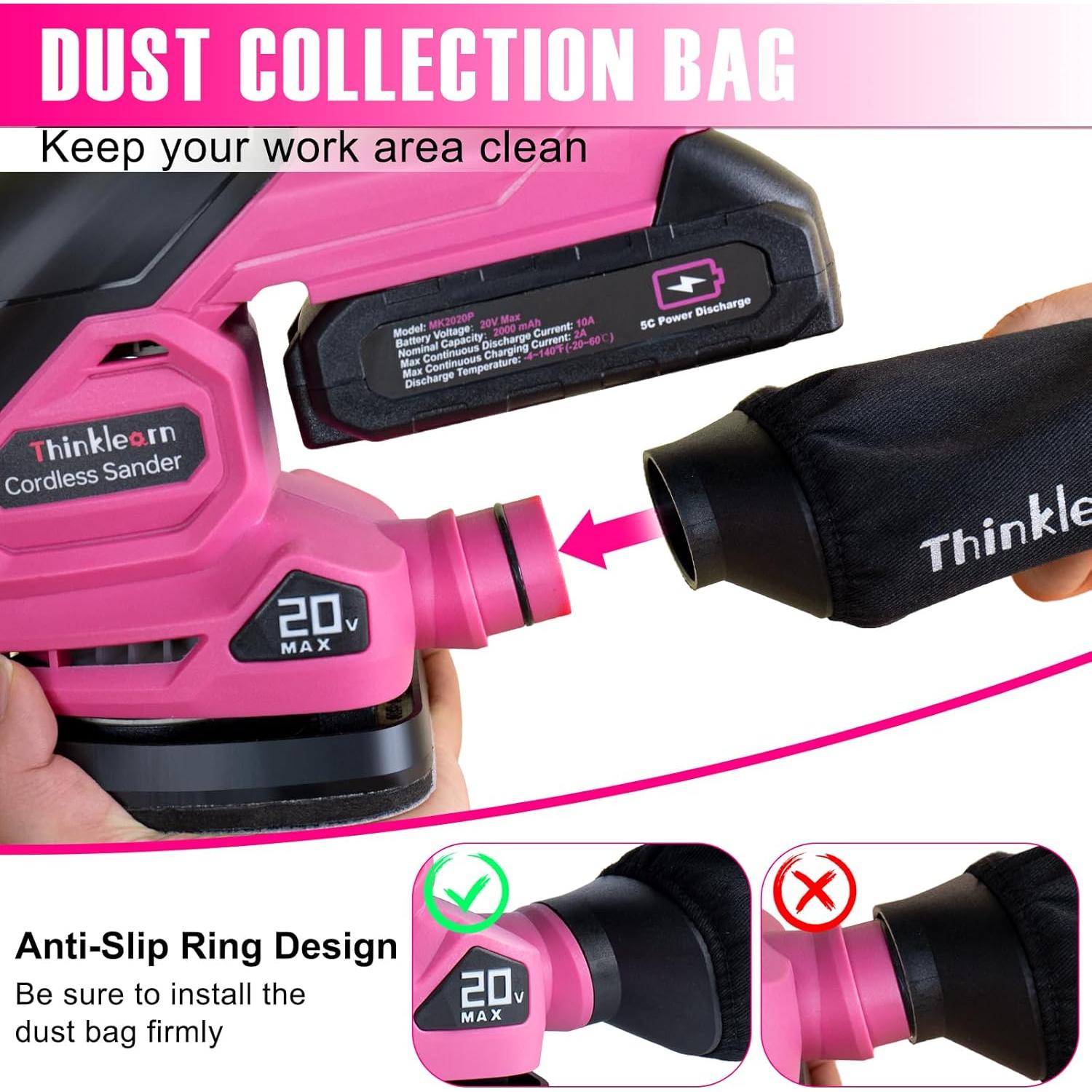 Lijadora Detallada Inalámbrica ThinkLearn 20V con 2 Baterías