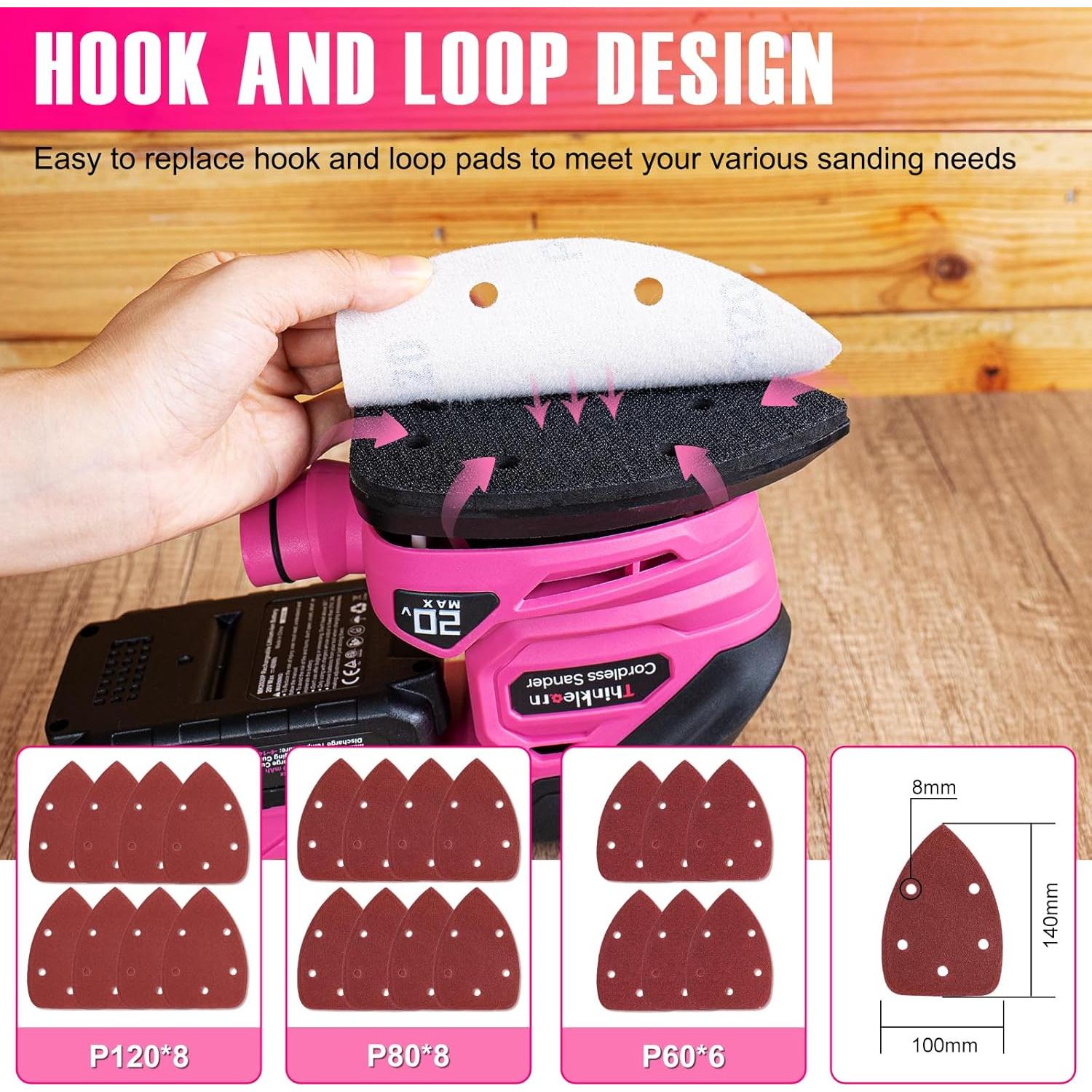 Lijadora Detallada Inalámbrica ThinkLearn 20V con 2 Baterías