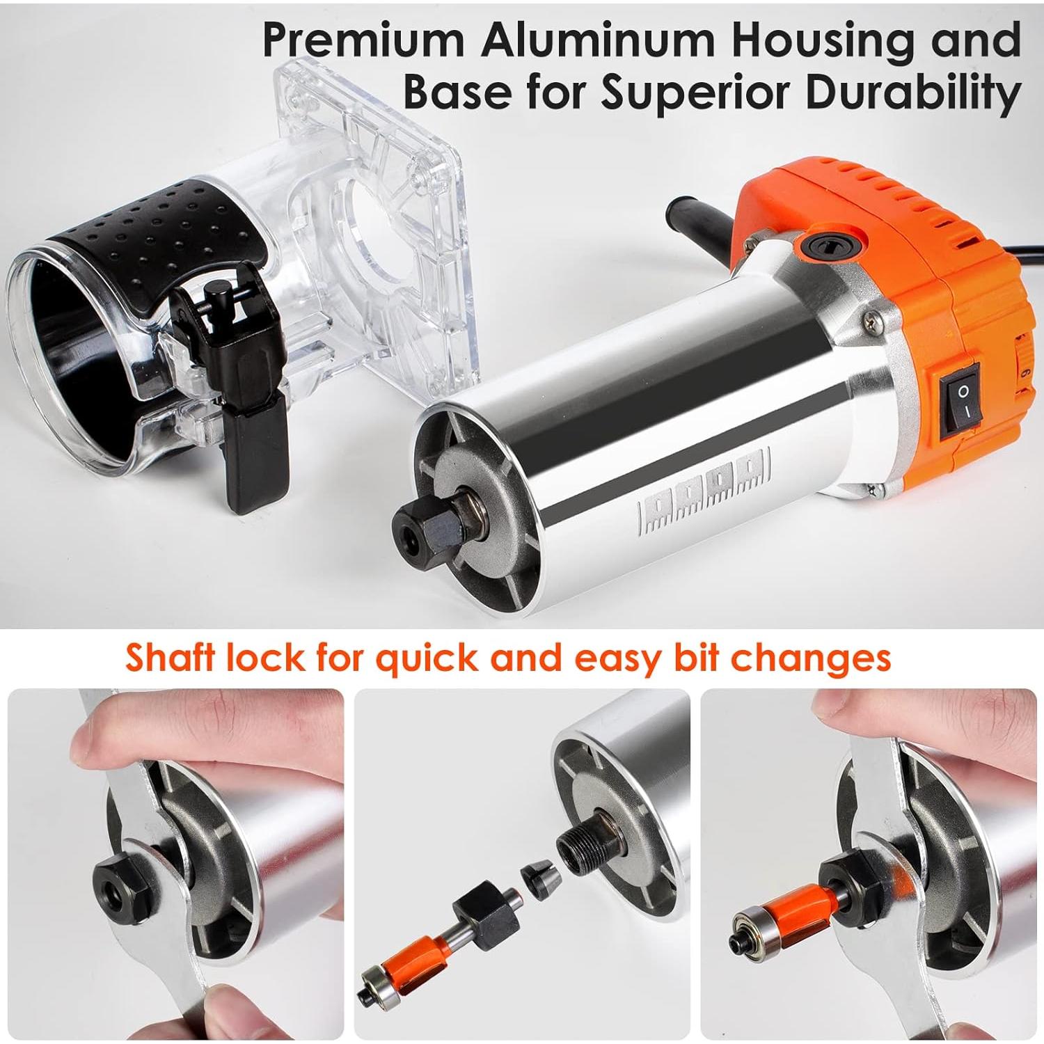 Router Compacto THINKWORK 1.25 HP 6.5A 6 Velocidades con 15 Brocas