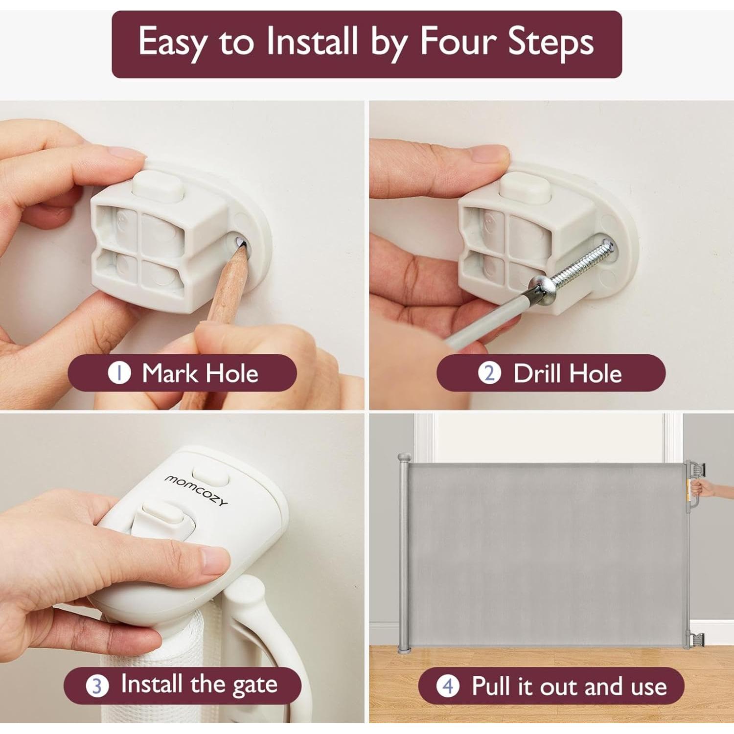 Puerta Retráctil para Bebés Momcozy 84x140 cm Seguridad