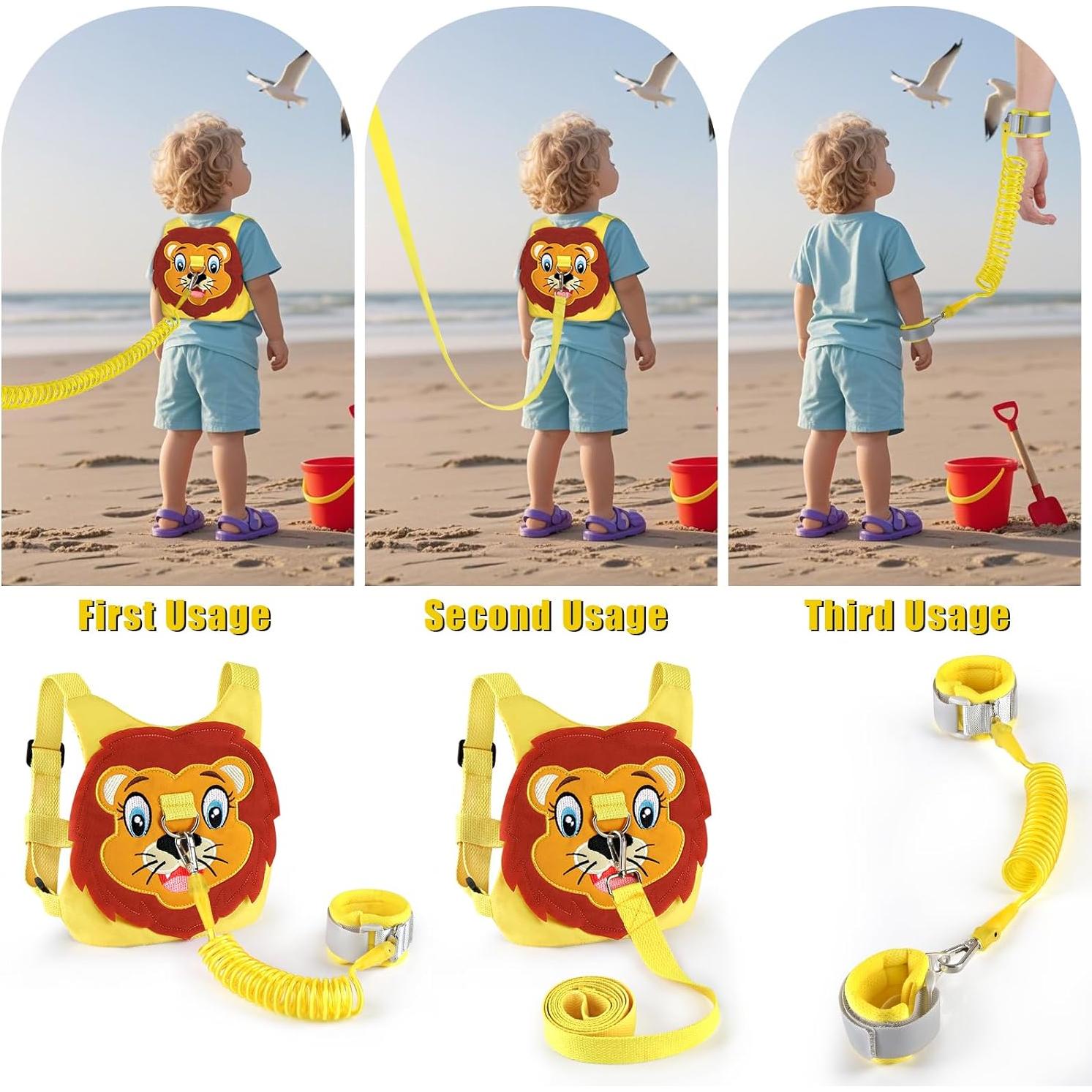 Correa Antipérdida para Niños Pequeños - Arnés Ajustable Amarillo