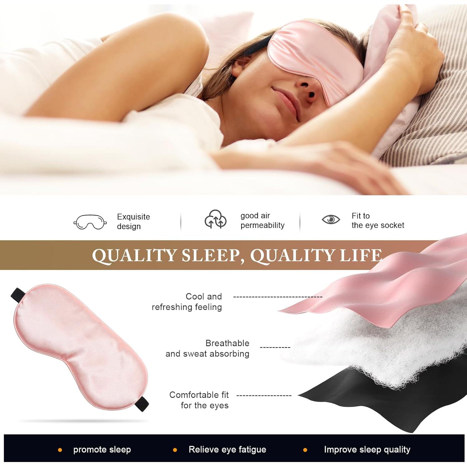 Máscara de Sueño de Seda Uaszdau - Paquete de 3 Rosa