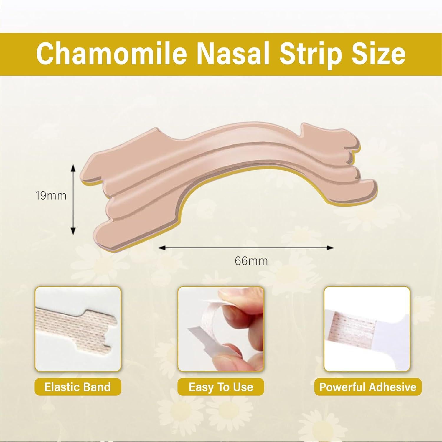 Chamomile Nasal Strips for Snoring - Pack of 100 Tan Nose Strips to Improve Snoring - Helpful to Improve Sleeping, Nasal Congestion Due to Cold and Allergies