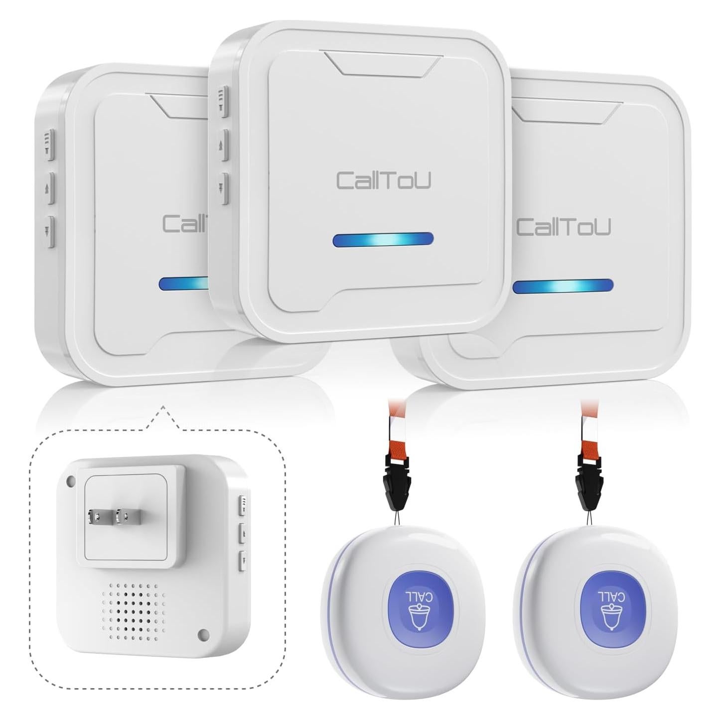 Sistema de Botón de Llamada Inalámbrico CallToU 2 Receptores 3 Botones