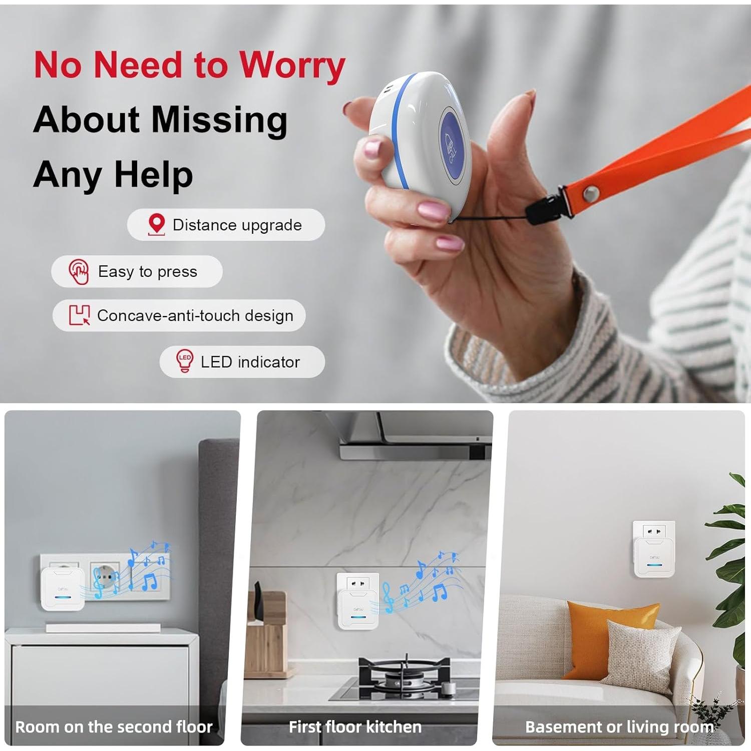 Sistema de Botón de Llamada Inalámbrico CallToU 2 Receptores 3 Botones