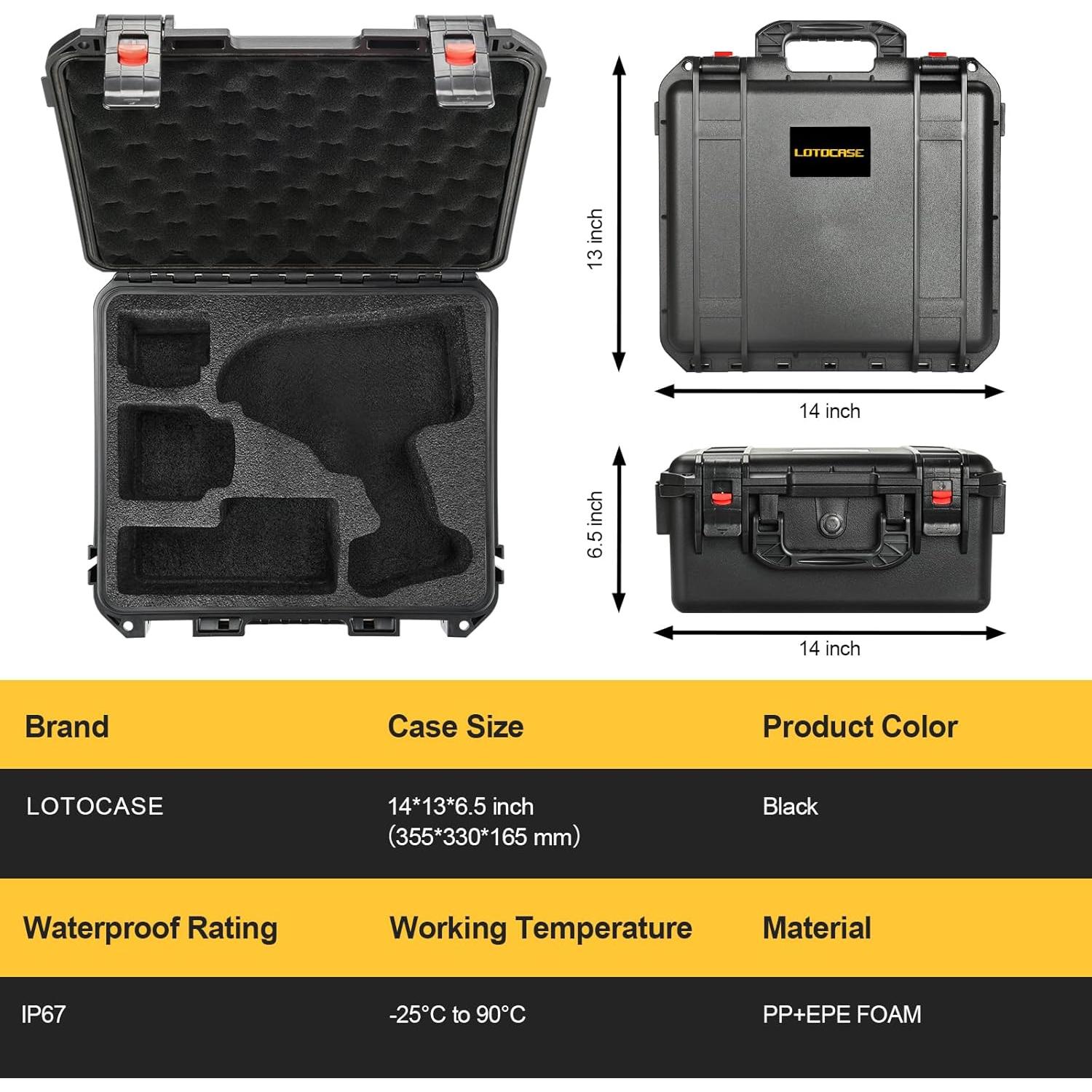 Case for Dewalt Impact and Torque Wrench - Waterproof Hard Tool Box for Dewalt Set, Power Tool Combo Kit Bag for Atomic 20V 2/1 3/4 3/8 Inch Cordless Torque Wrenches/Battery/Charger (Case Only)