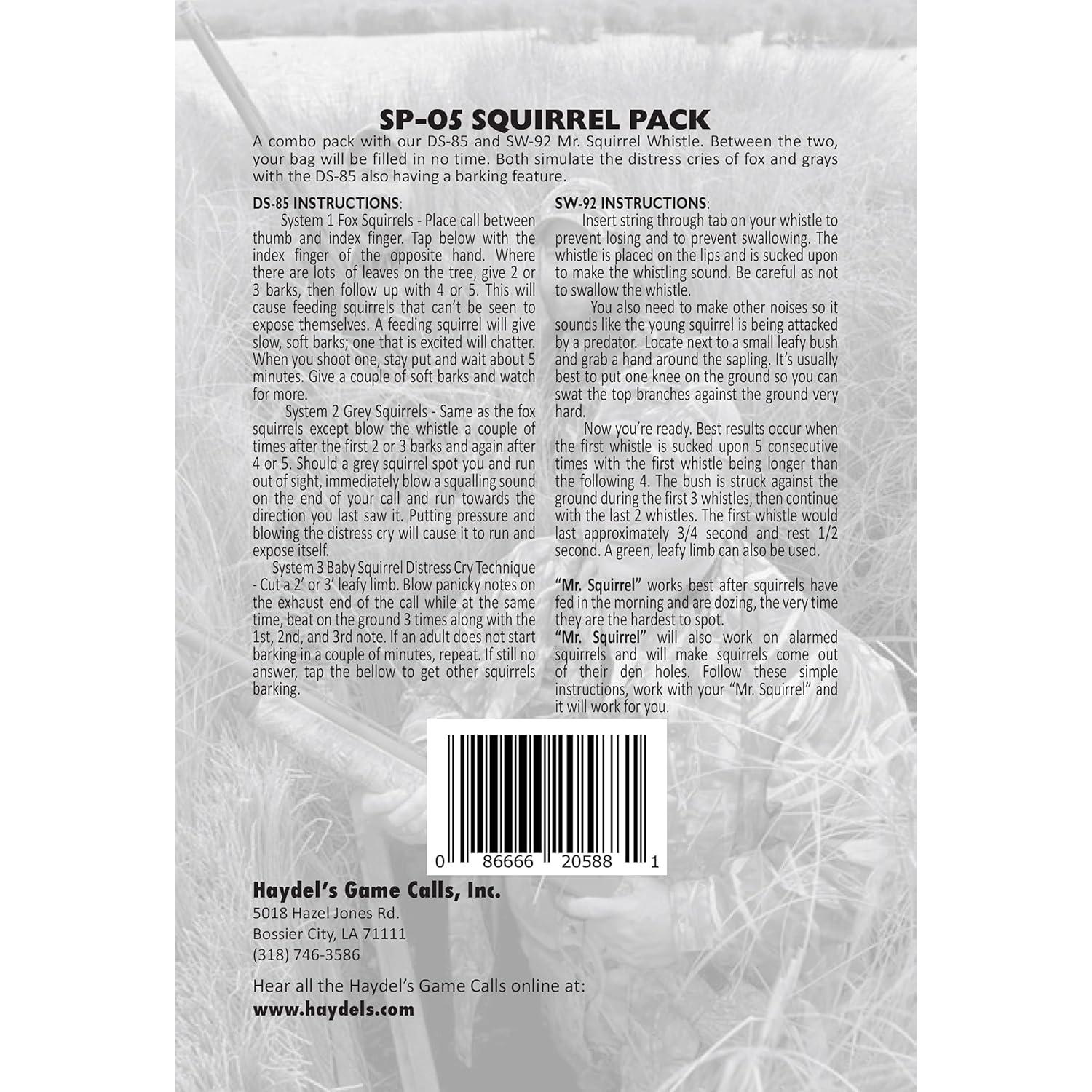 Paquete de Llamadas para Ardillas Haydel SP-05 3-en-1