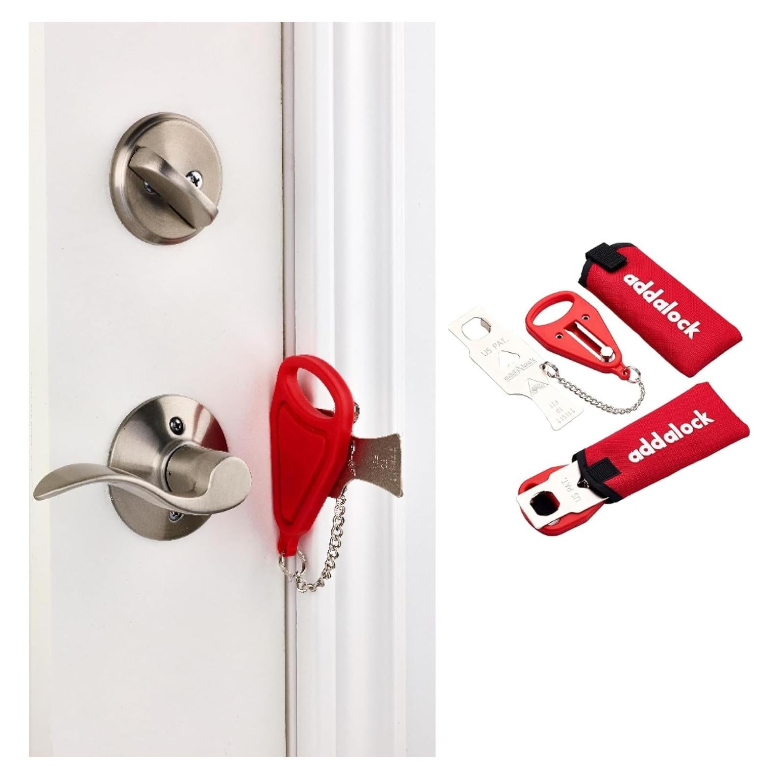 Addalock Candado de Puerta Portátil Rojo - Juego de 2