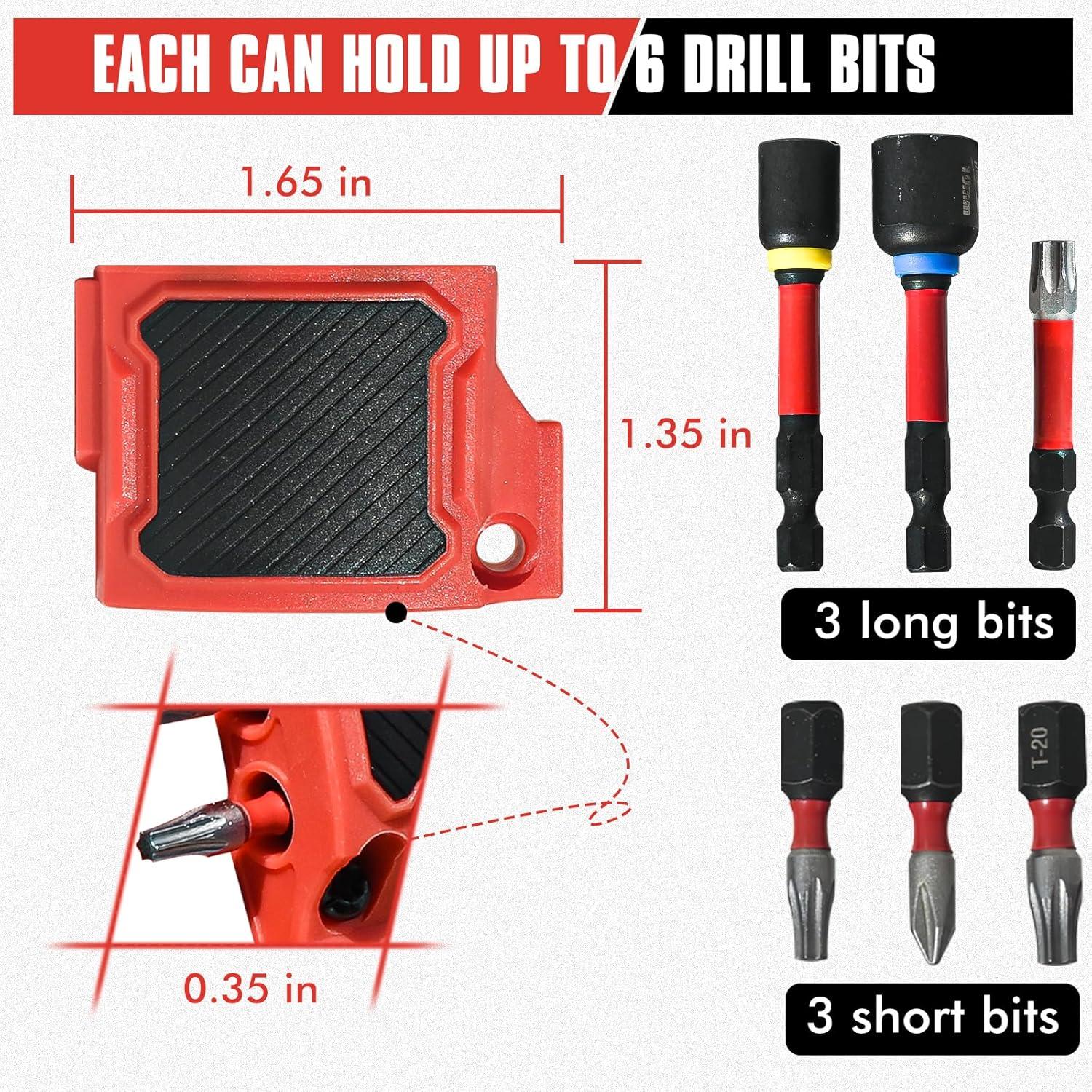 Magnetic Bit Holder for Milwaukee M12 GEN3 Impact Driver, Tool Holder with Two Screws, Red