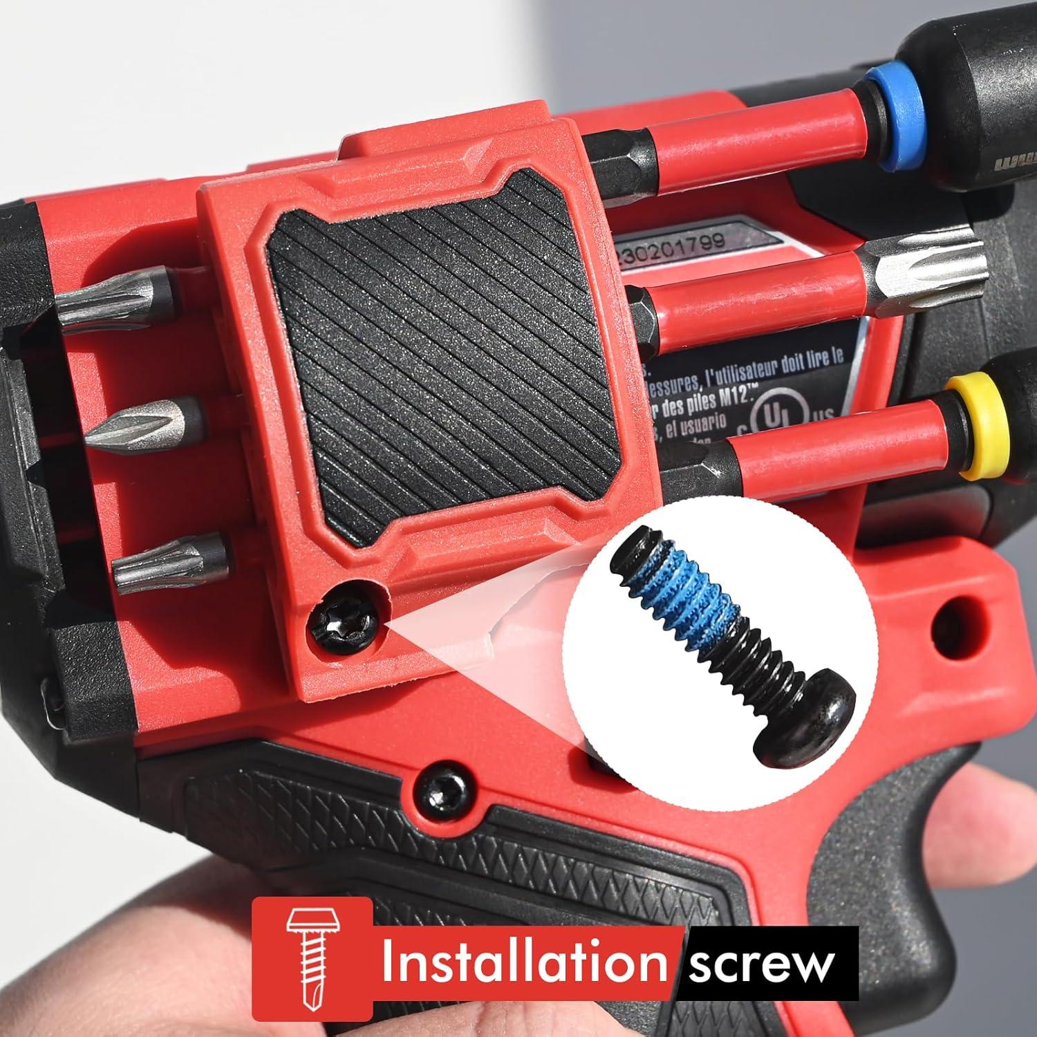 Magnetic Bit Holder for Milwaukee M12 GEN3 Impact Driver, Tool Holder with Two Screws, Red