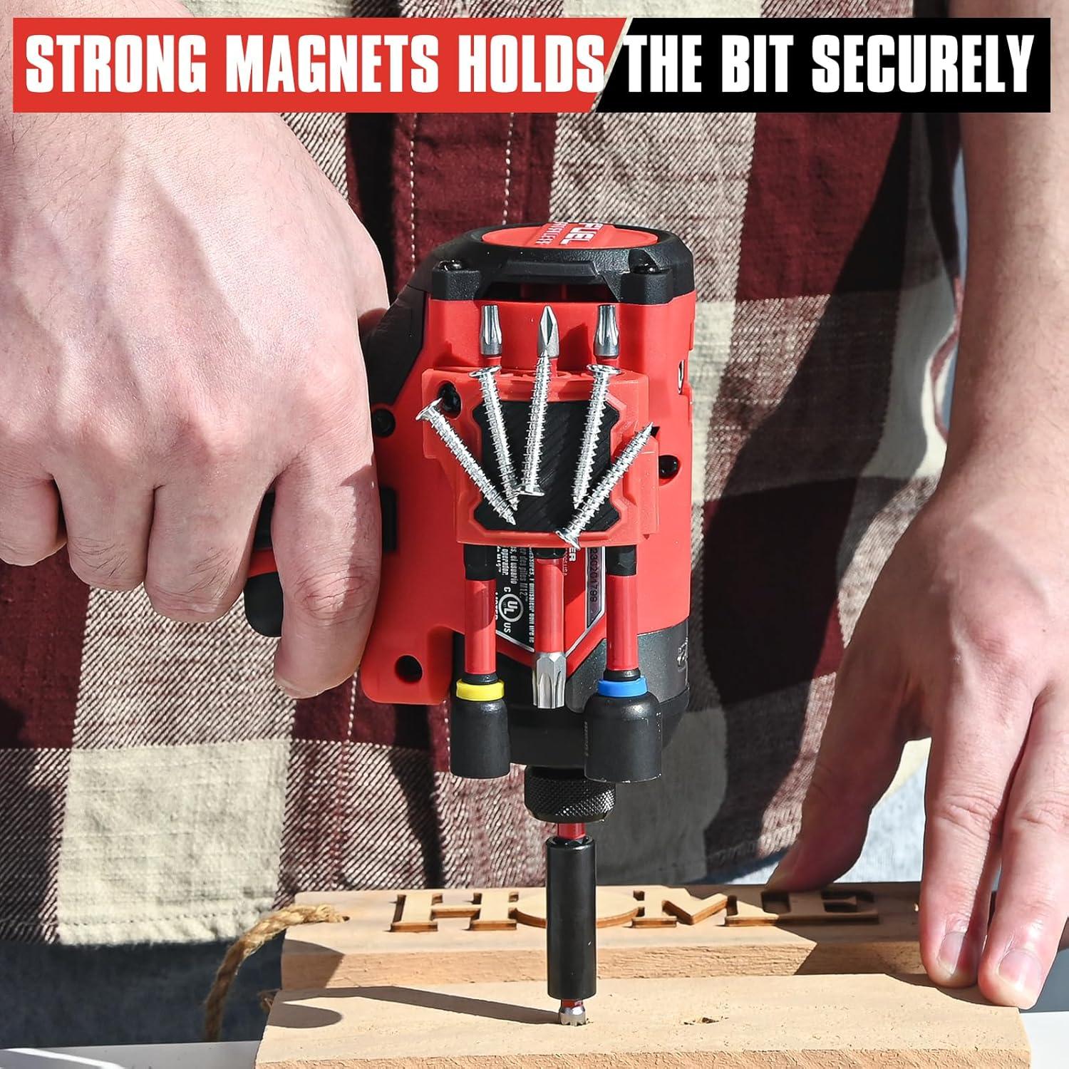 Magnetic Bit Holder for Milwaukee M12 GEN3 Impact Driver, Tool Holder with Two Screws, Red