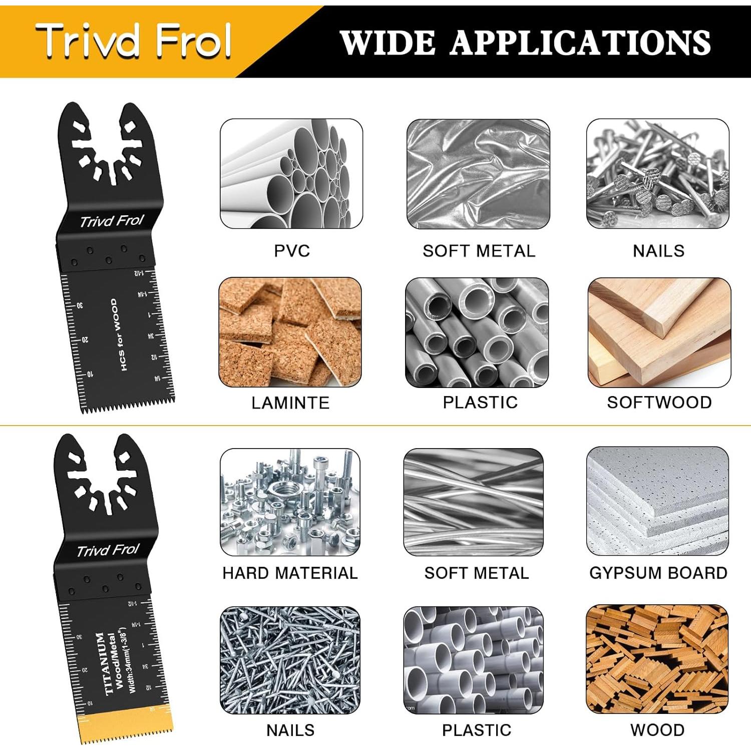 100 Cuchillas de Sierra Oscilante Titanio TrivdPro para Madera Metal