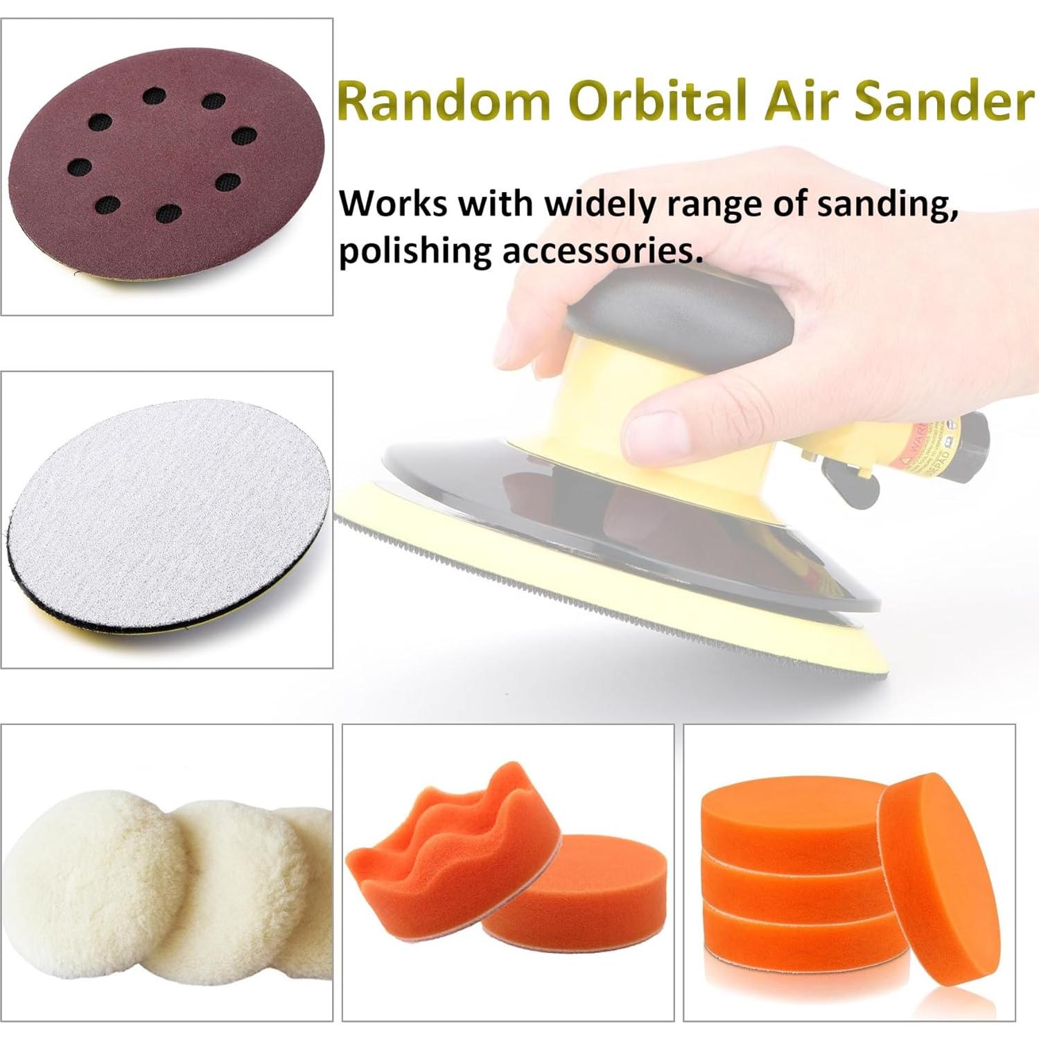 Lijadora Orbital Neumática Gedu 5" Doble Acción Alta Resistencia