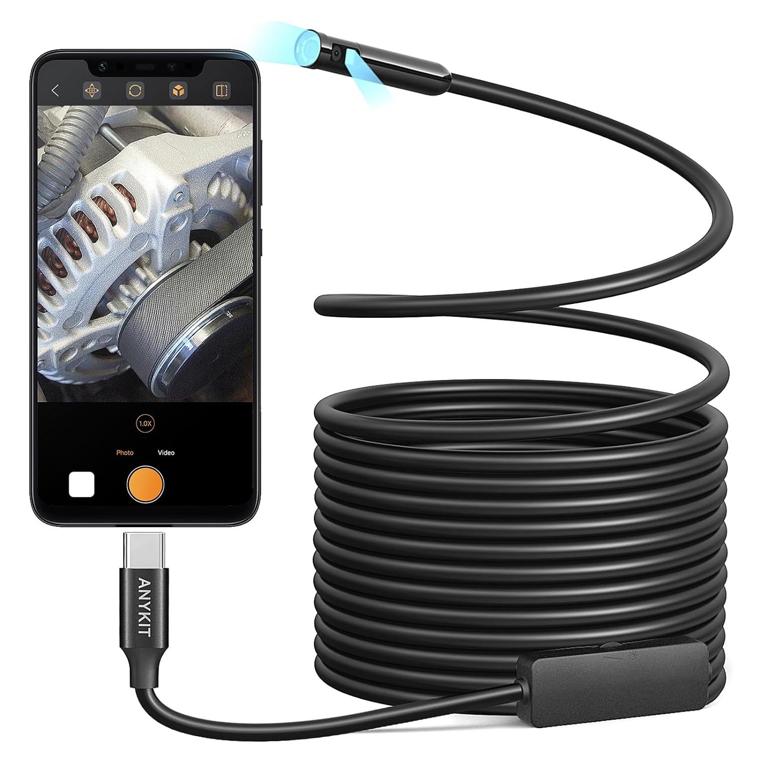 Cámara Endoscópica Doble Lente Anykit 5m IP67 Tipo-C