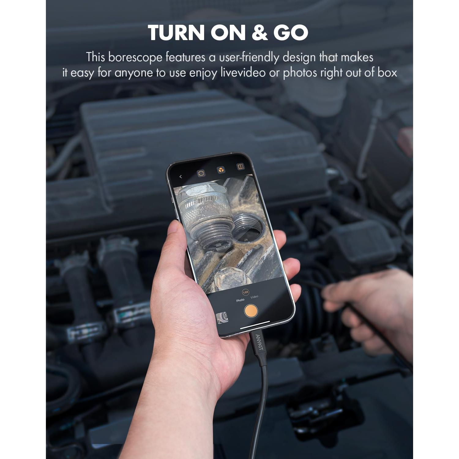 Cámara Endoscópica Doble Lente Anykit 5m IP67 Tipo-C