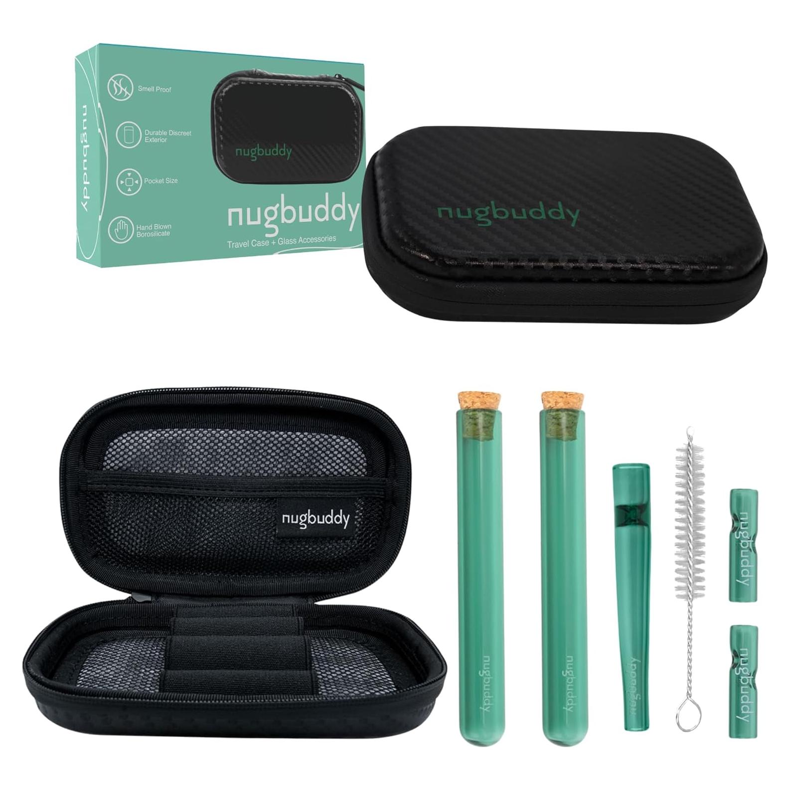 Estuche de Viaje Nugbuddy Verde - Accesorios de Vidrio Incluidos