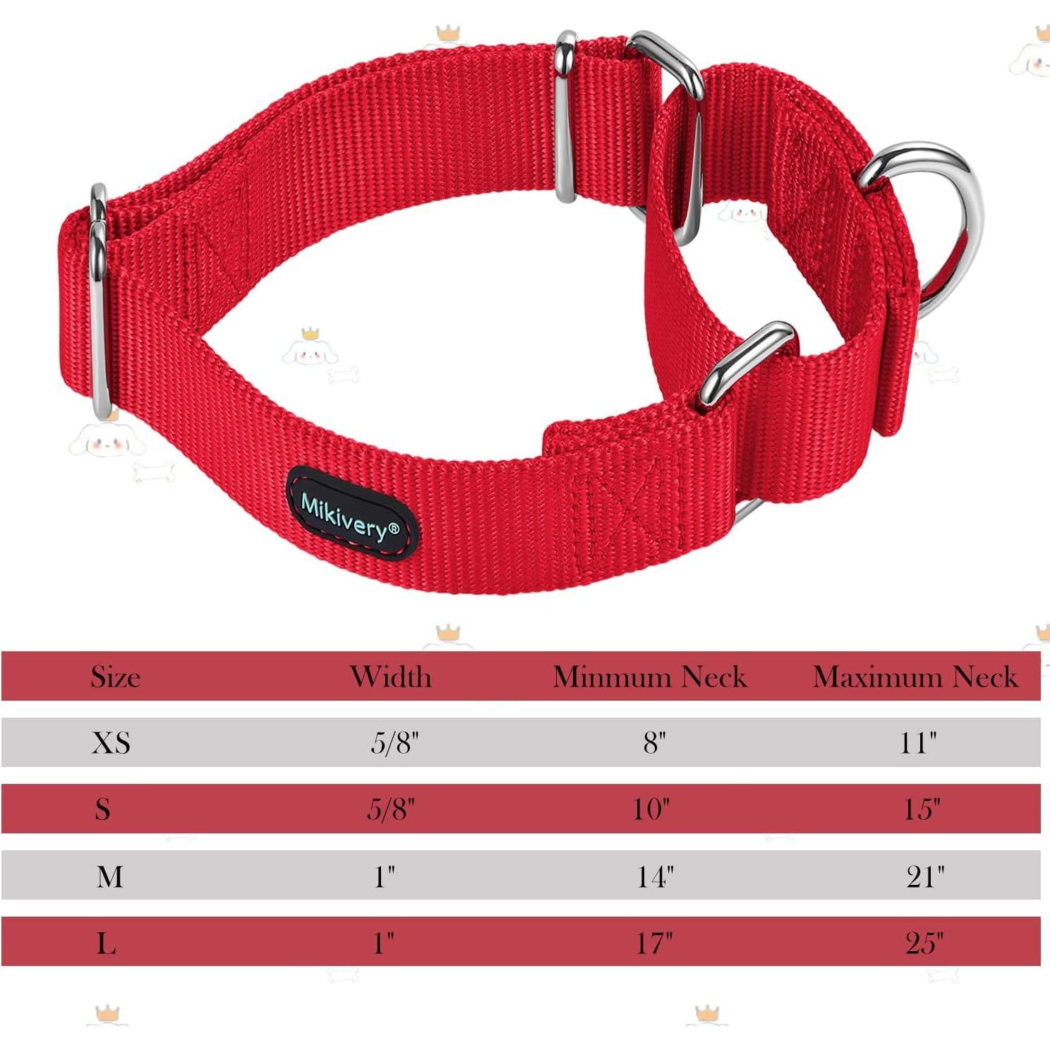 Collar Martingale Ajustable Mikivery Nylon Rojo M 2.54cm
