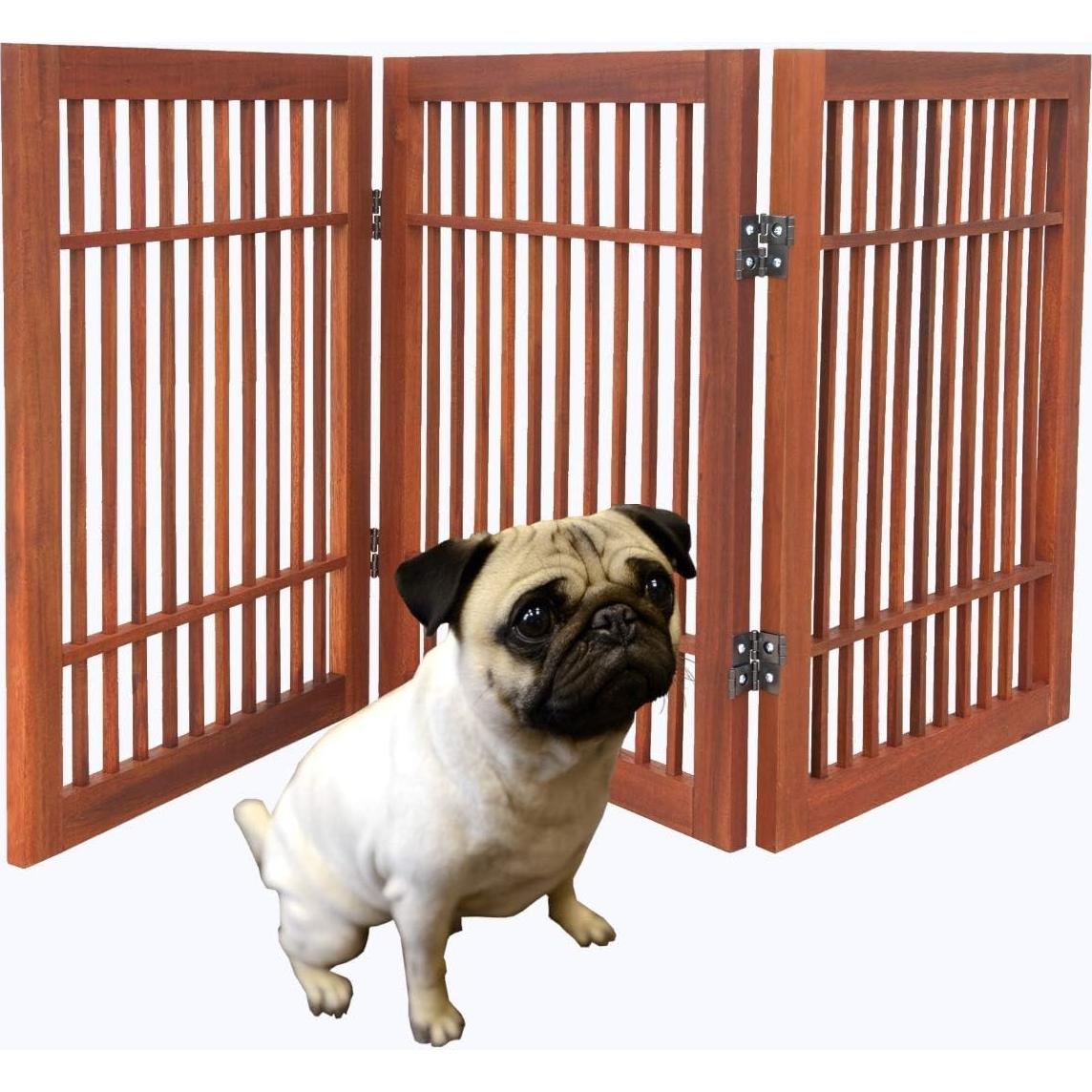 Puerta para Perros Urnporium de Madera Acacia Plegable 60,96 cm