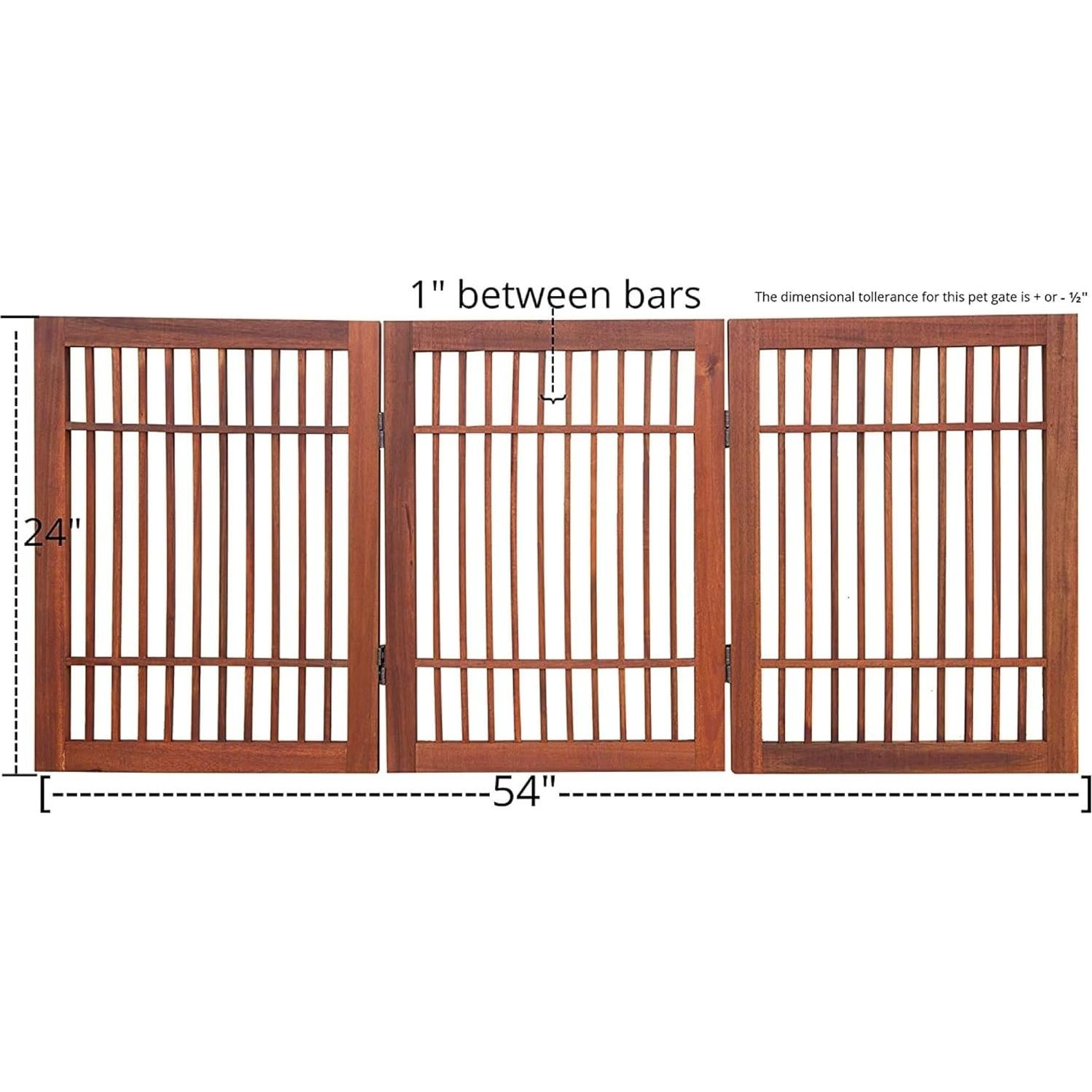 Puerta para Perros Urnporium de Madera Acacia Plegable 60,96 cm