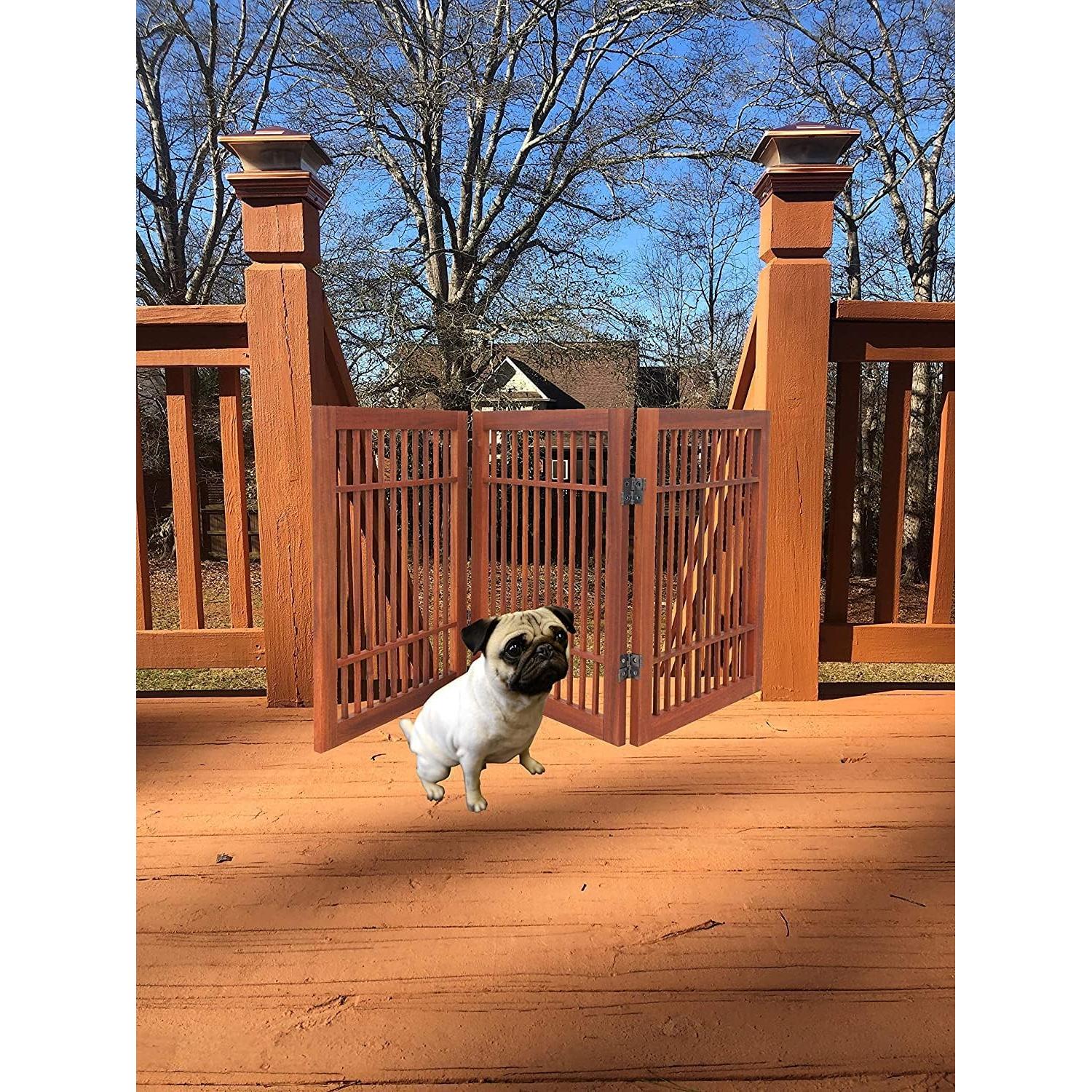 Puerta para Perros Urnporium de Madera Acacia Plegable 60,96 cm