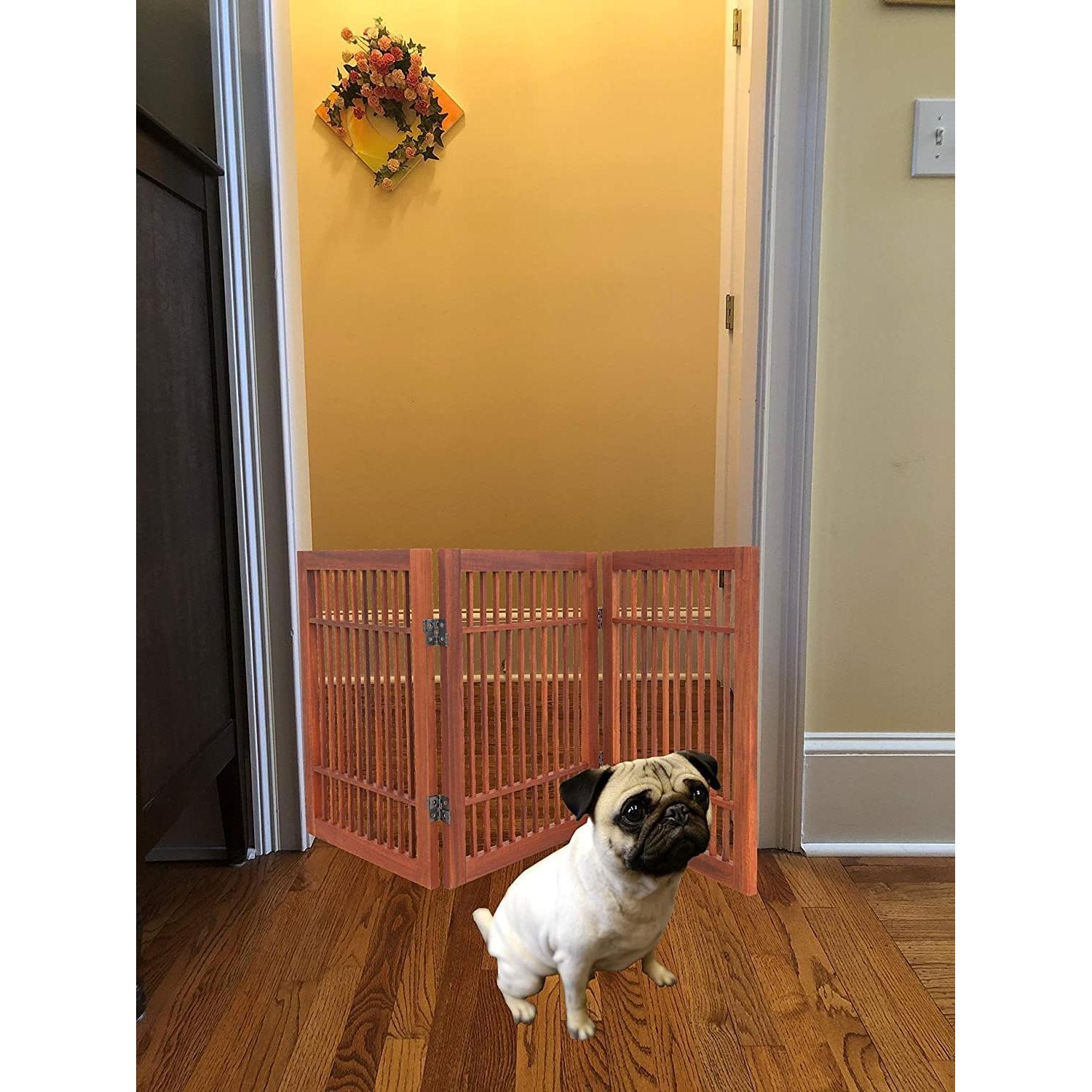 Puerta para Perros Urnporium de Madera Acacia Plegable 60,96 cm