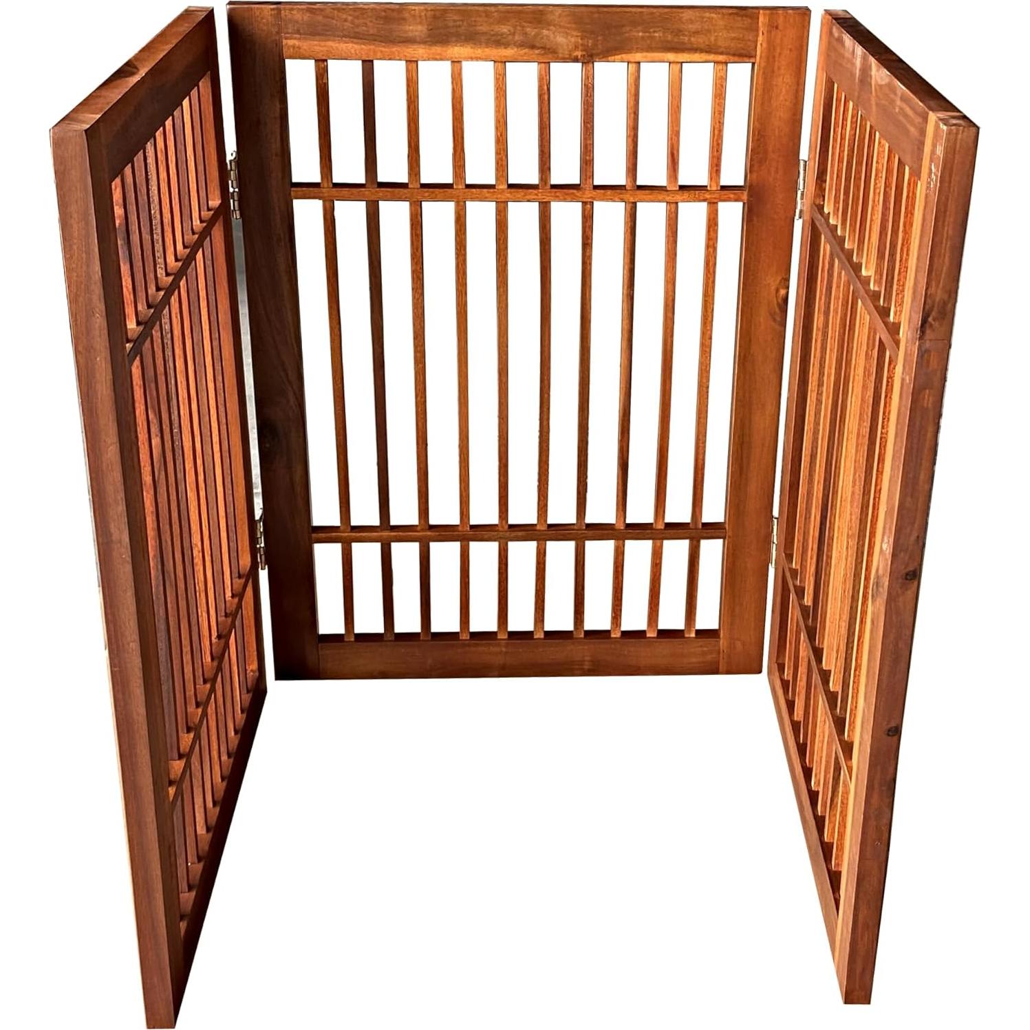 Puerta para Perros Urnporium de Madera Acacia Plegable 60,96 cm