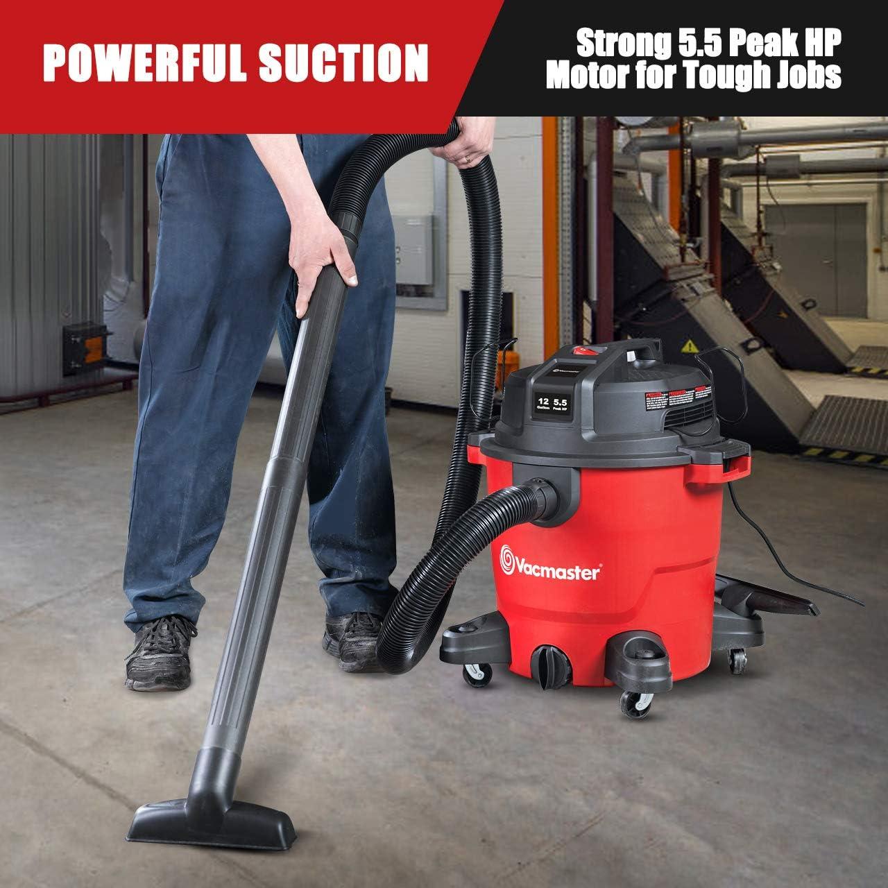 Vacmaster 12-Gallon 5.5 Peak HP Heavy-Duty Wet/Dry Vacuum - VJH1211PF 1101