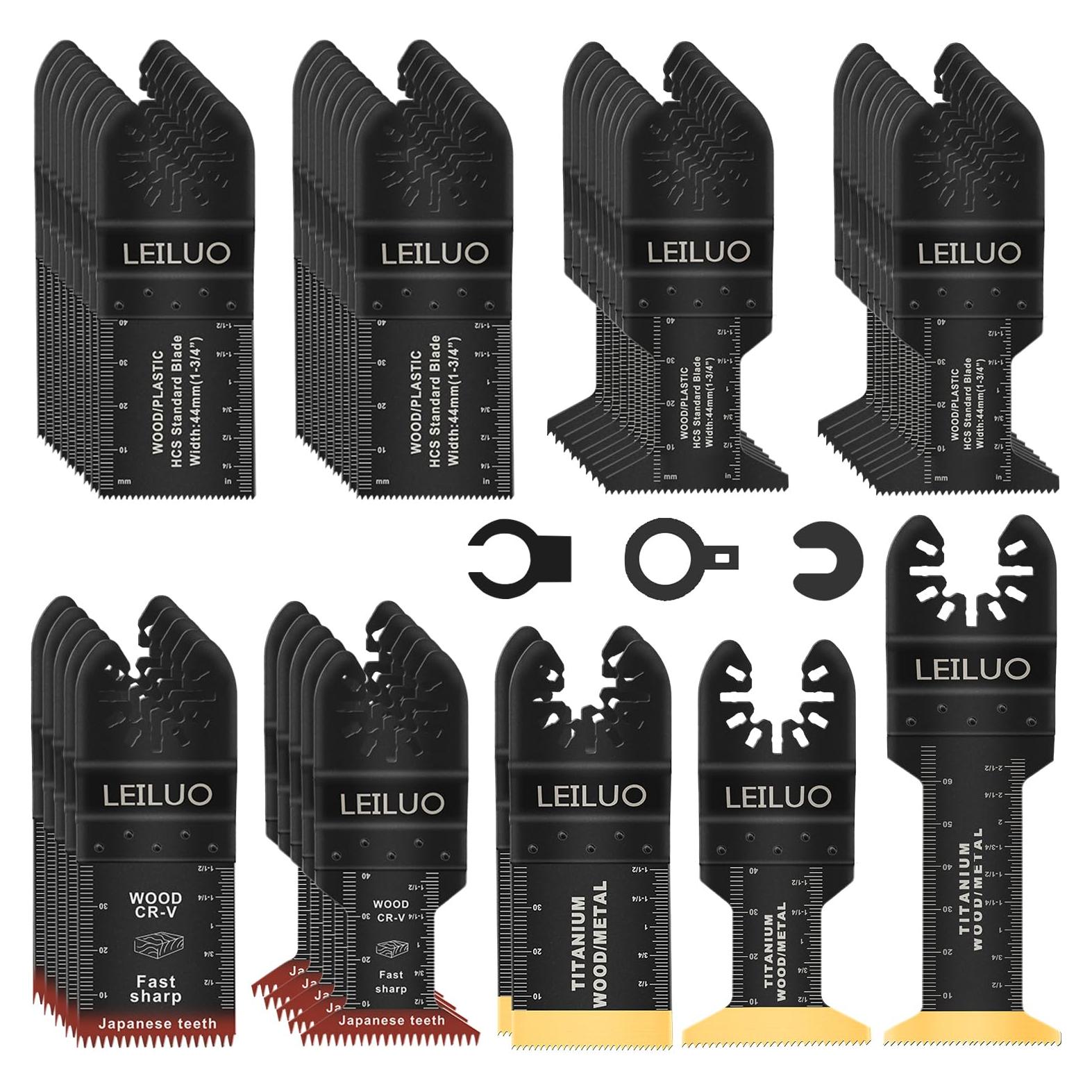 Set de 50 Hojas Multiherramienta LEILUO Titanio para Madera y Yeso