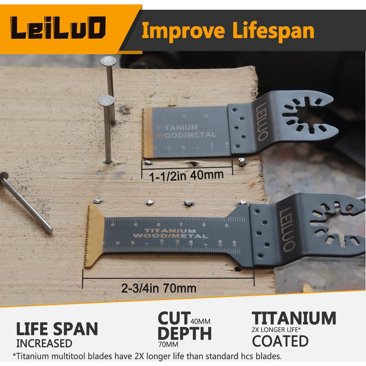 Set de 50 Hojas Multiherramienta LEILUO Titanio para Madera y Yeso