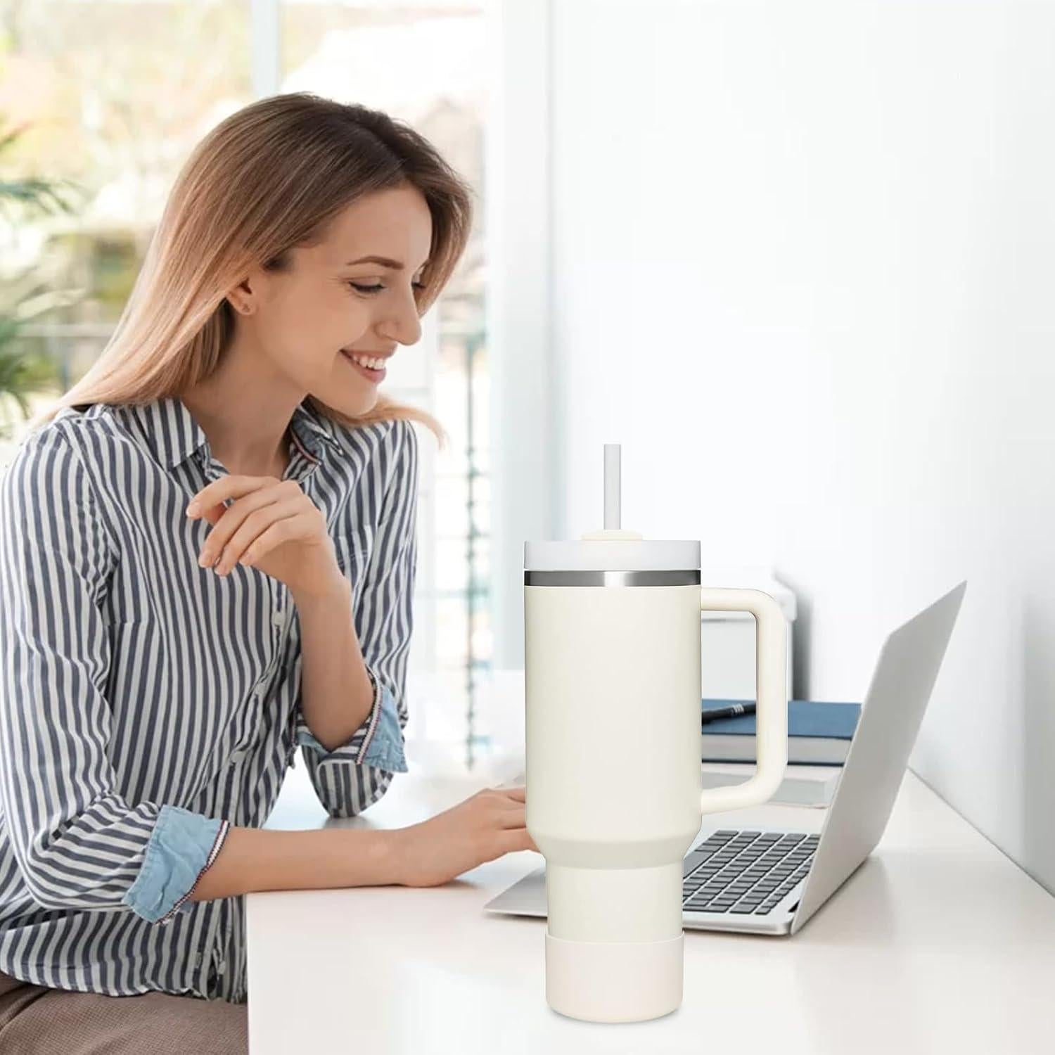 HEYSKAY 2pcs Protective Flask Silicone Boot Base for Stanley Quencher Adventure 40oz & Stanley IceFlow 20oz 30oz Tumbler, and Compatible with 12-24oz Hydro Sport Water Bottles,Yeti and More