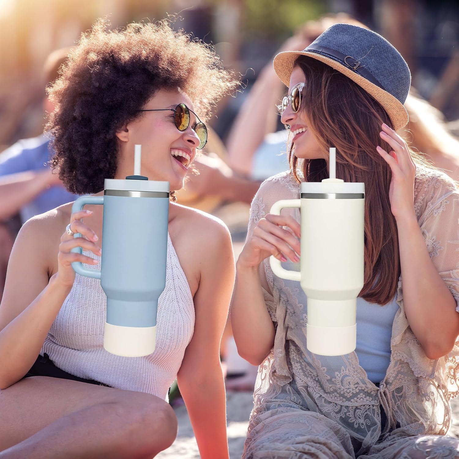 HEYSKAY 2pcs Protective Flask Silicone Boot Base for Stanley Quencher Adventure 40oz & Stanley IceFlow 20oz 30oz Tumbler, and Compatible with 12-24oz Hydro Sport Water Bottles,Yeti and More